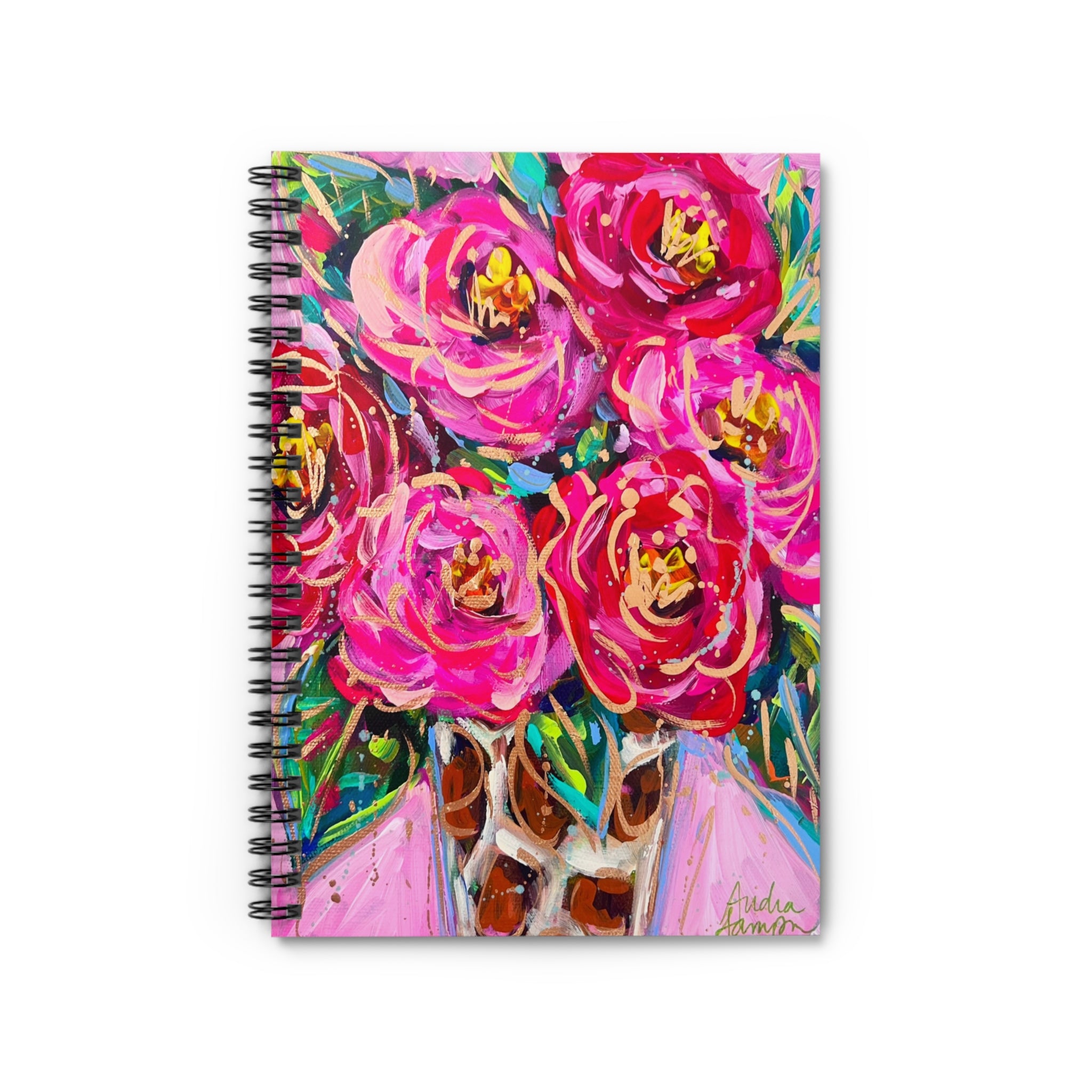 Roses Leopard Vase Spiral Notebook - Ruled Line