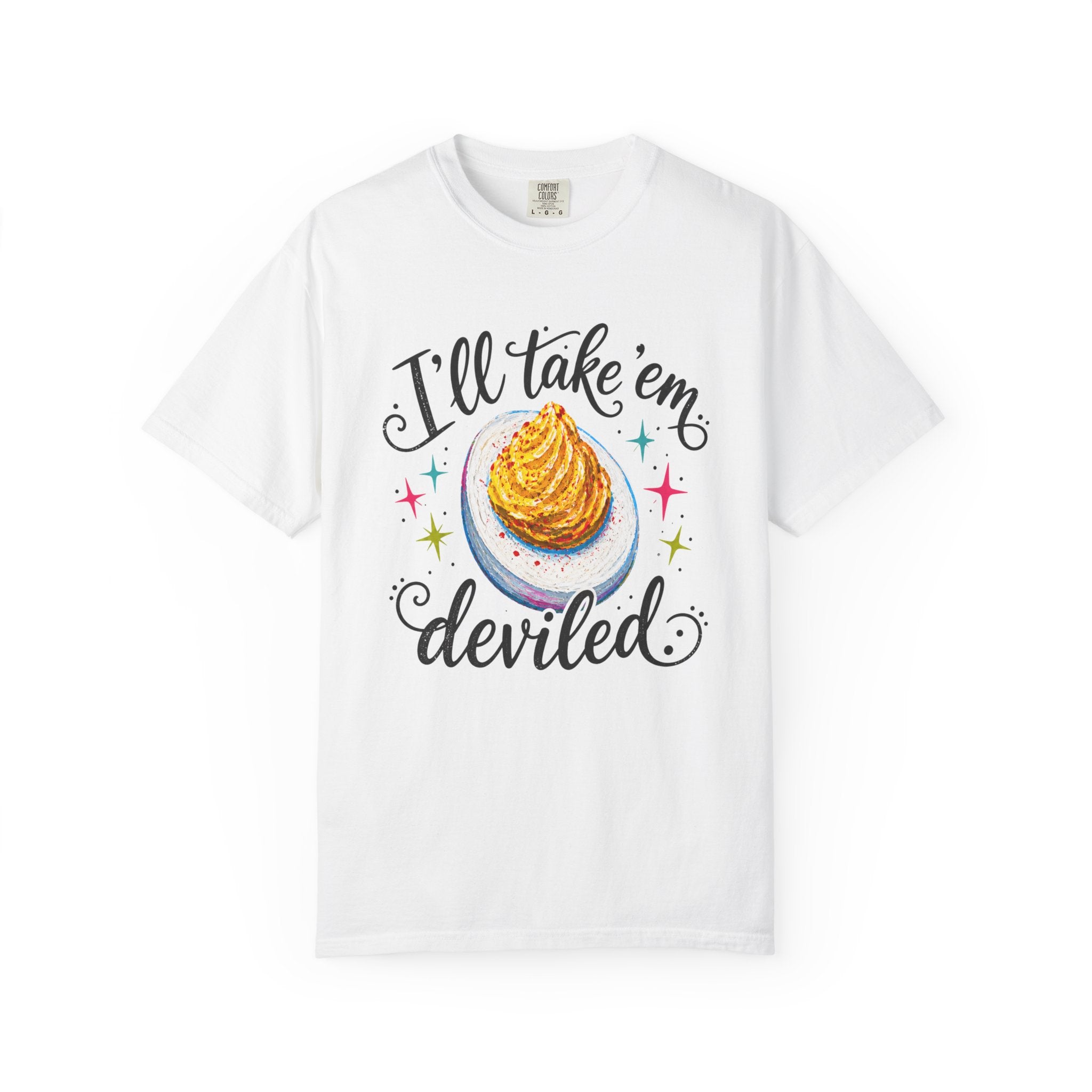 I'll Take 'Em Deviled T-Shirt | Colorful Deviled Egg Graphic Tee