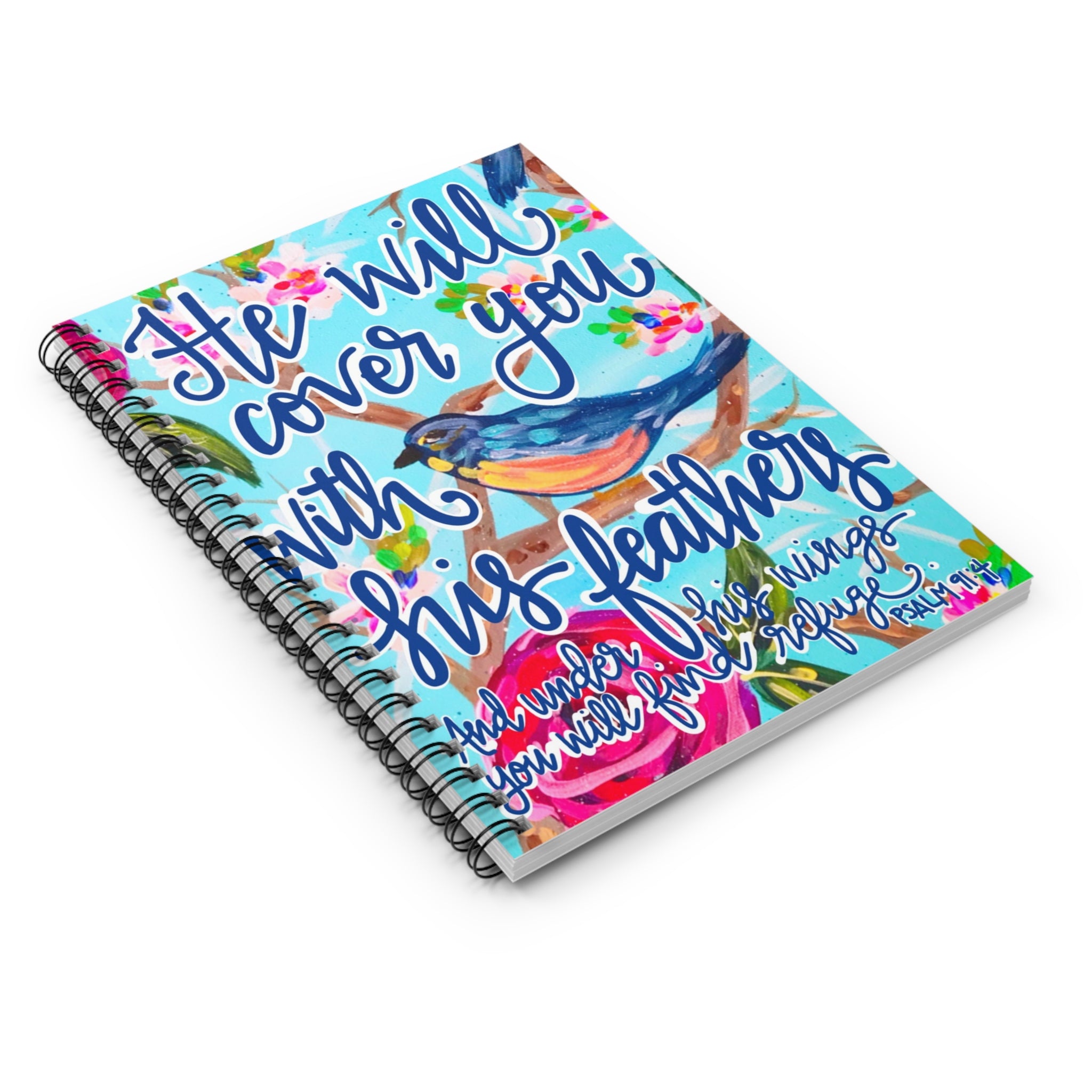 He Will Cover You Spiral Notebook - Ruled Line