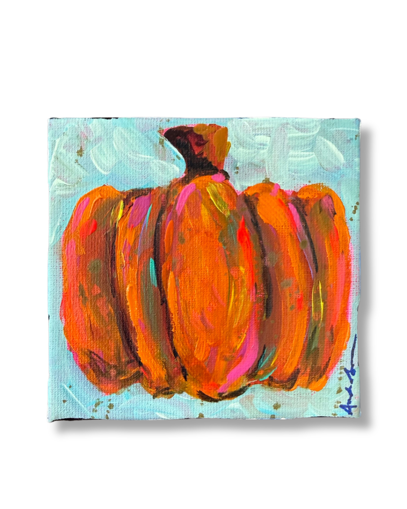Pumpkin Original Painting | Whimsical Fall Halloween Home Decor Art