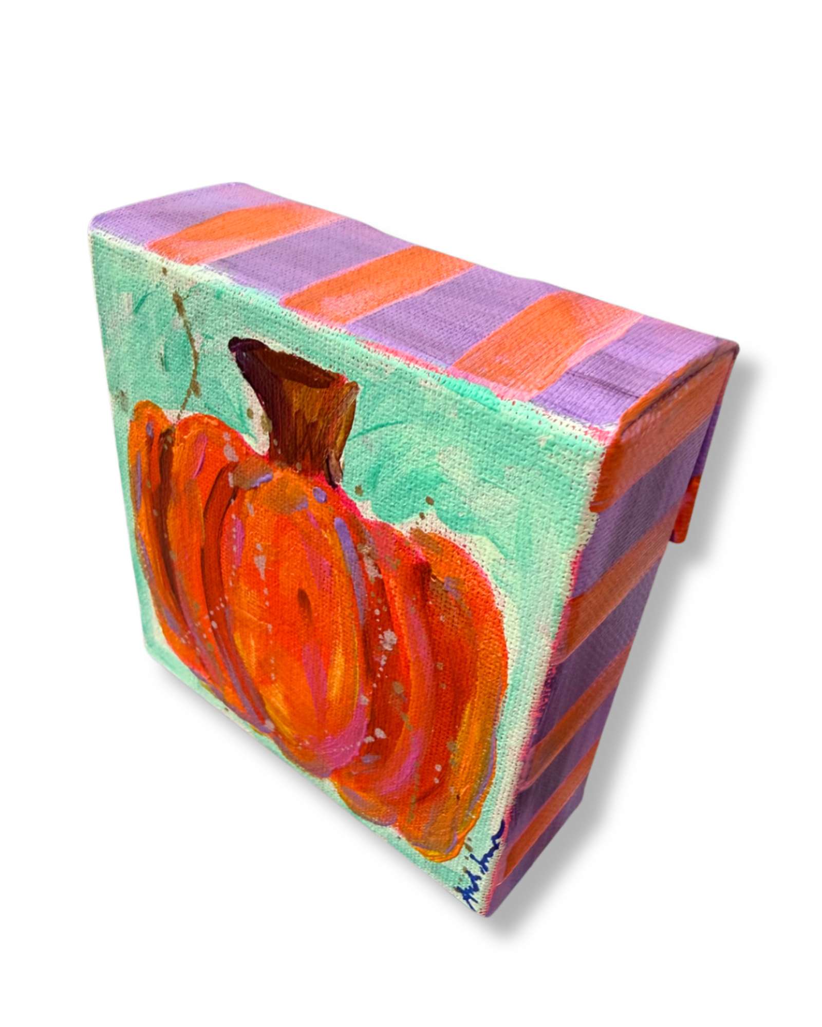 Pumpkin Original Painting | Whimsical Fall Halloween Home Decor Art