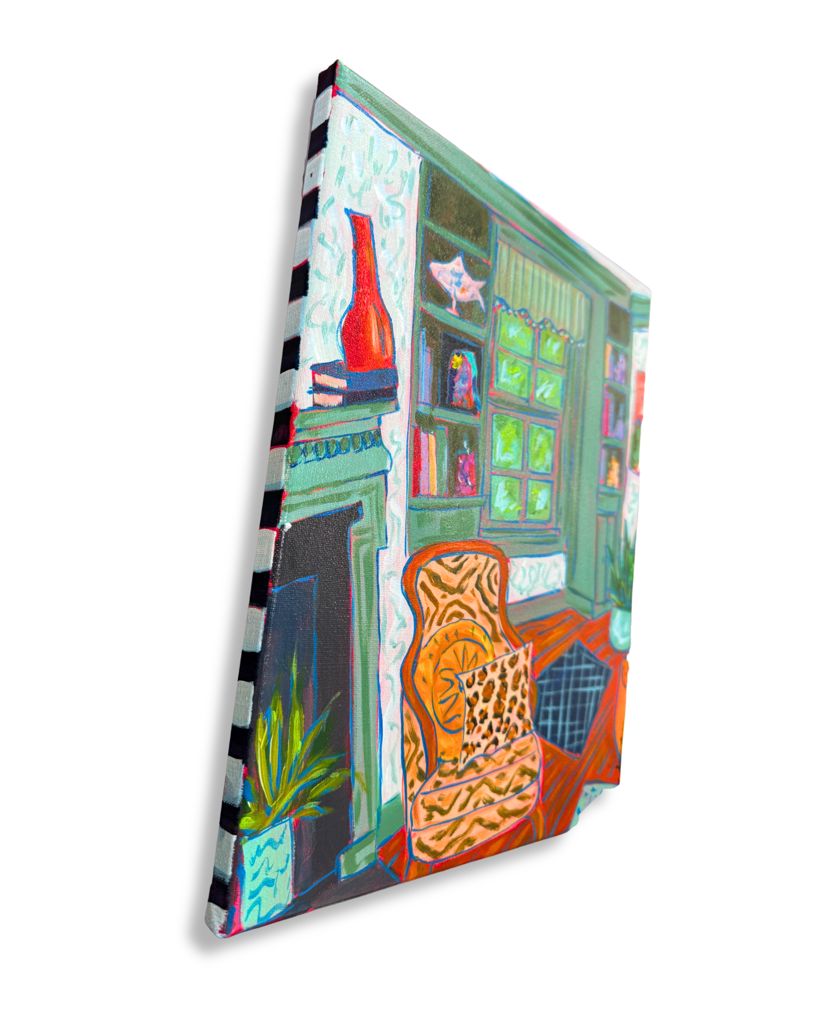 Living Room Original 11x14 Painting | Interior Maximalist Home Decor Art
