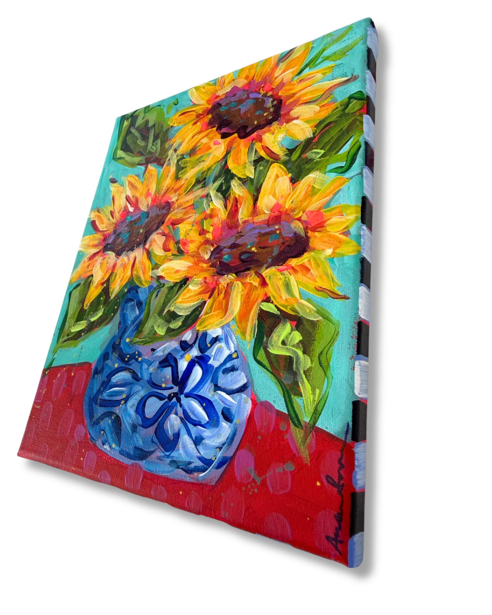 Sunflower Floral Bouquet Original 8x10 Painting | Whimsical Fall Home Decor Art