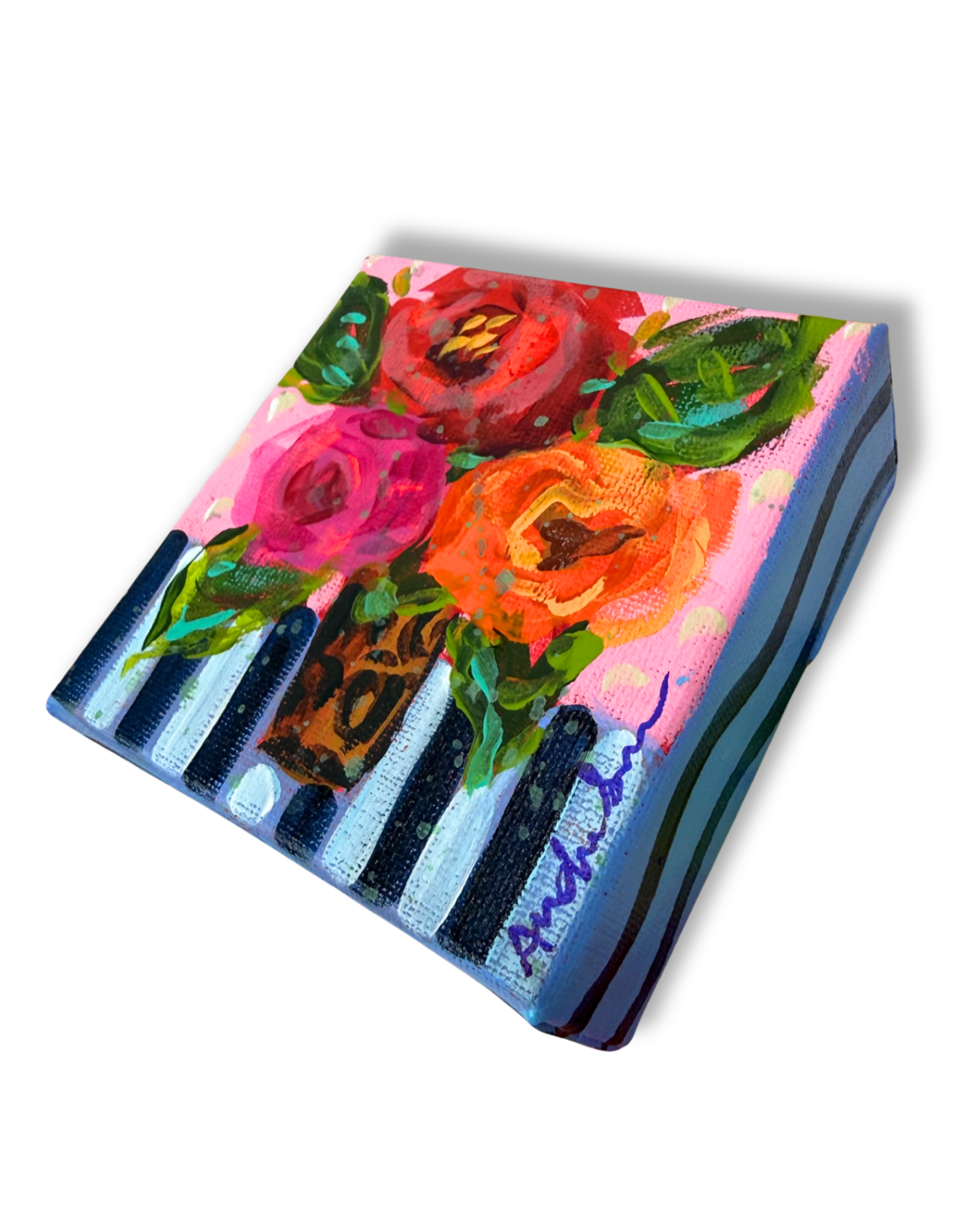 Floral Bouquet 4x4 Original Painting | Whimsical Home Decor Art