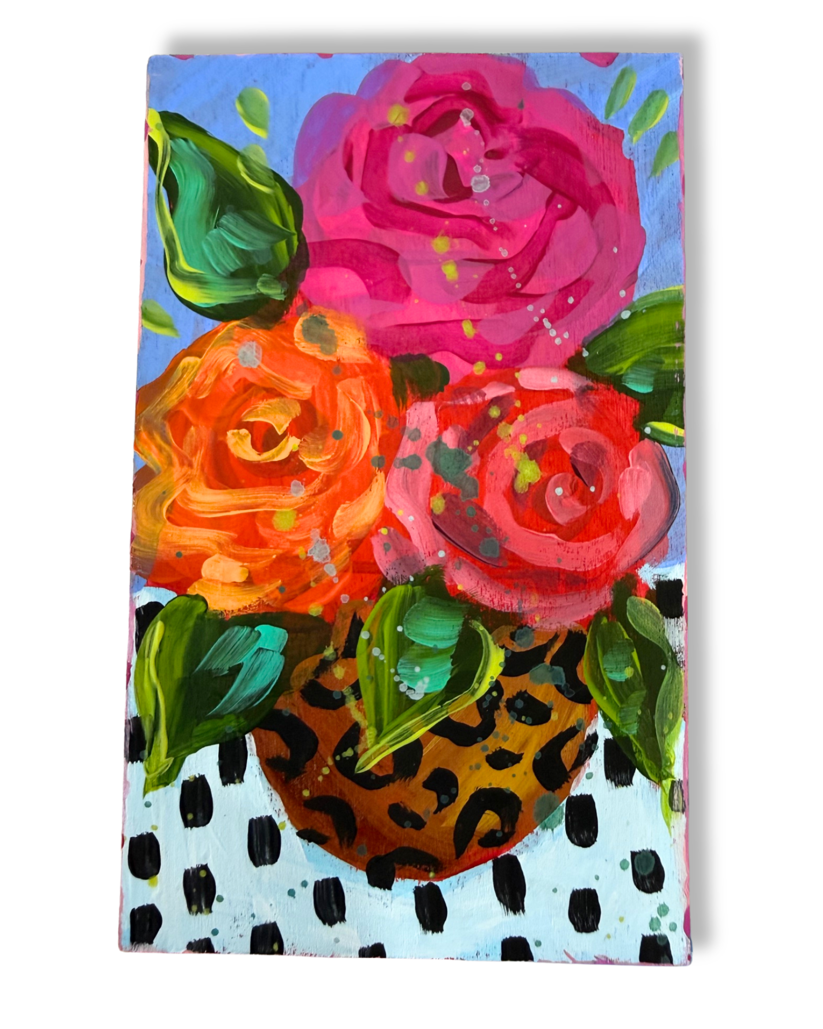 Floral Bouquet Original Painting Block | Whimsical Home Decor Art