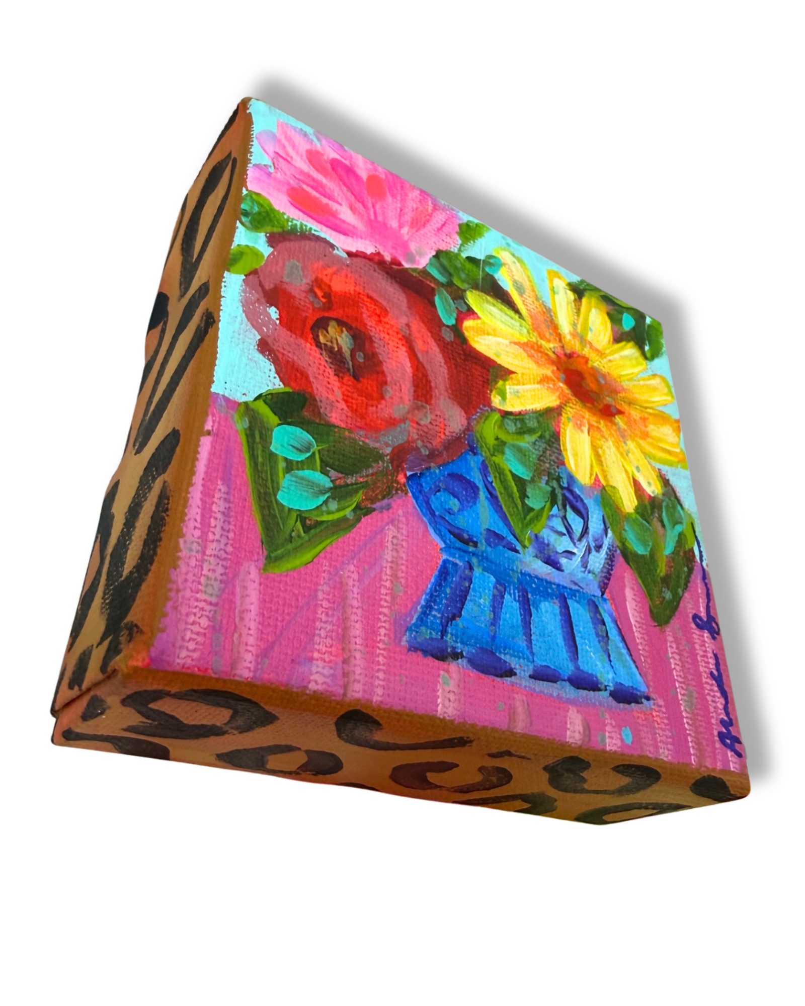 Floral Bouquet 4x4 Original Painting | Whimsical Home Decor Art