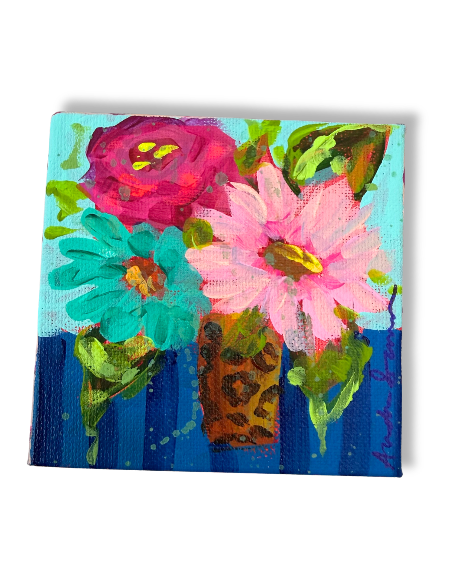 Floral Bouquet 4x4 Original Painting | Whimsical Home Decor Art