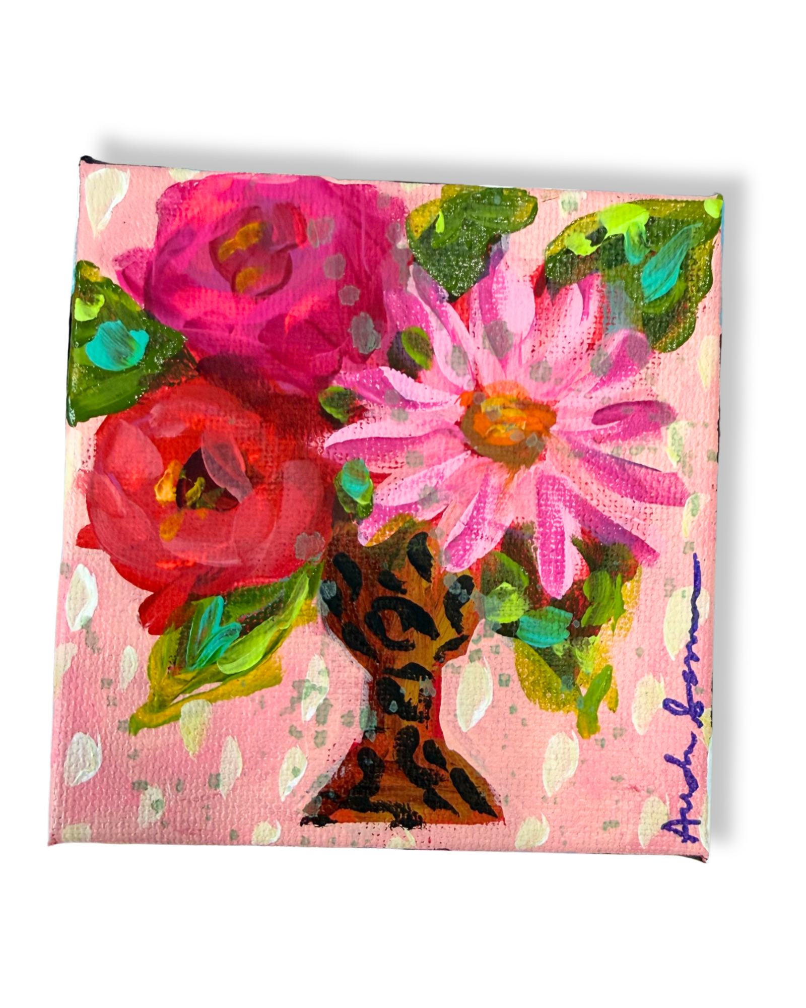 Floral Bouquet 4x4 Original Painting | Whimsical Home Decor Art