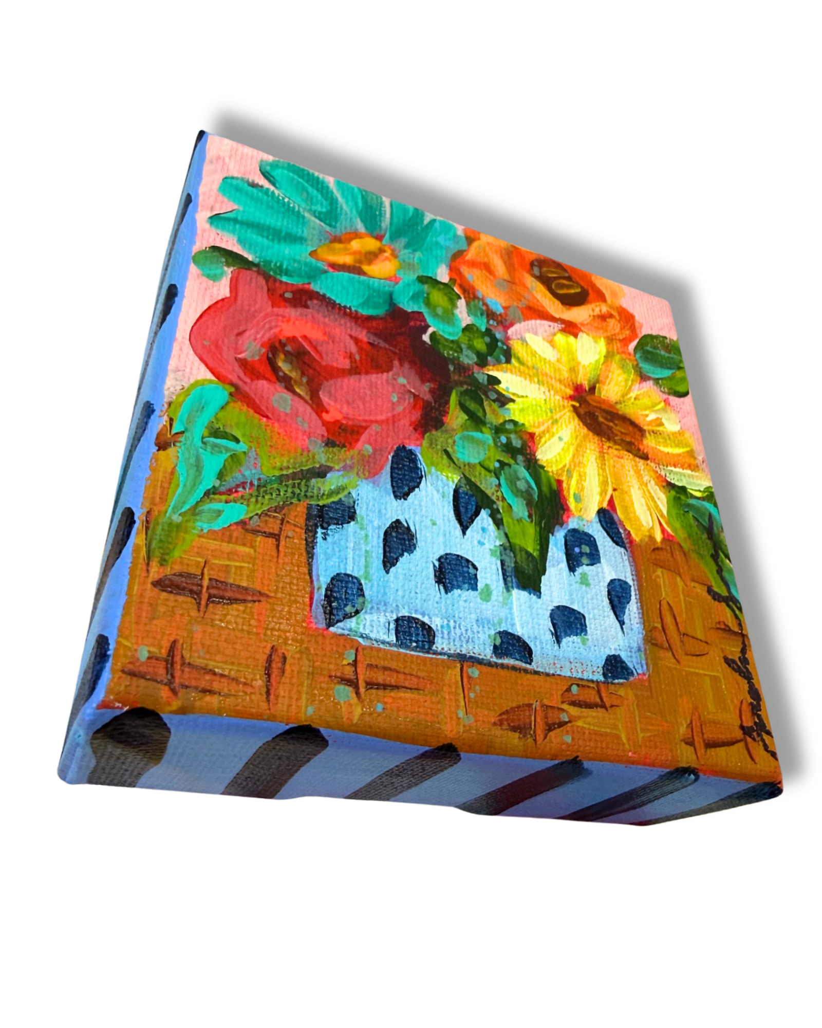 Floral Bouquet 4x4 Original Painting | Whimsical Home Decor Art