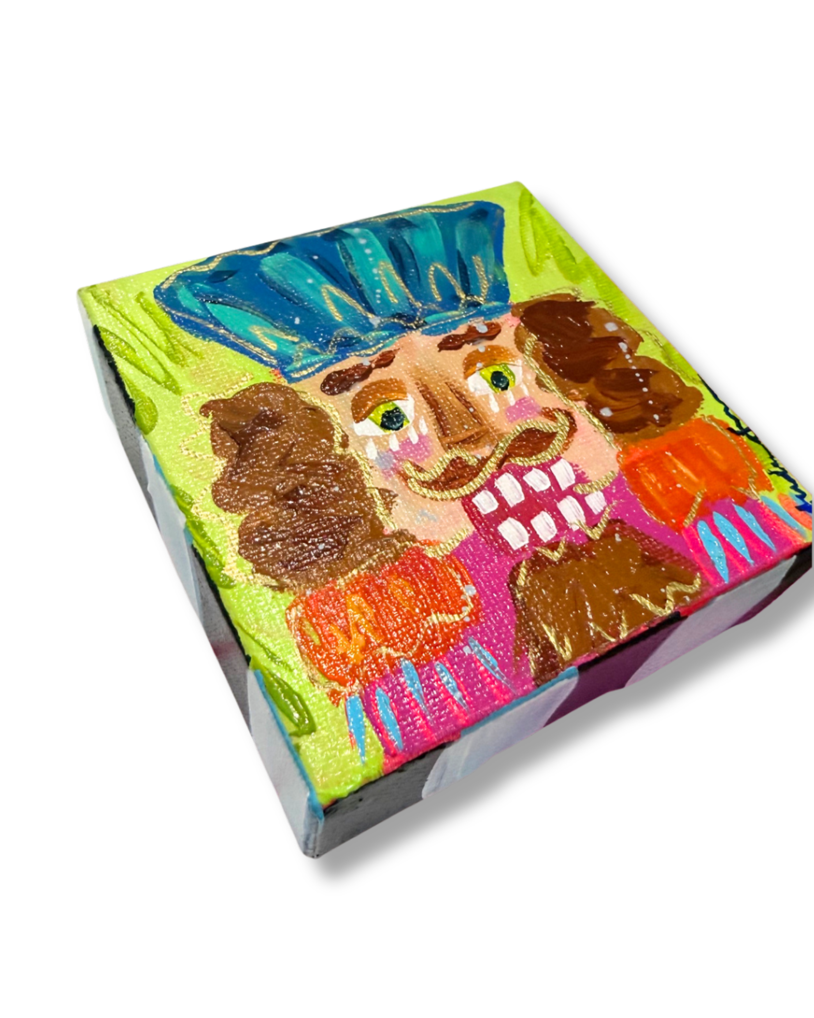 Nutcracker 4x4 Original Painting | Whimsical Christmas Art Decor