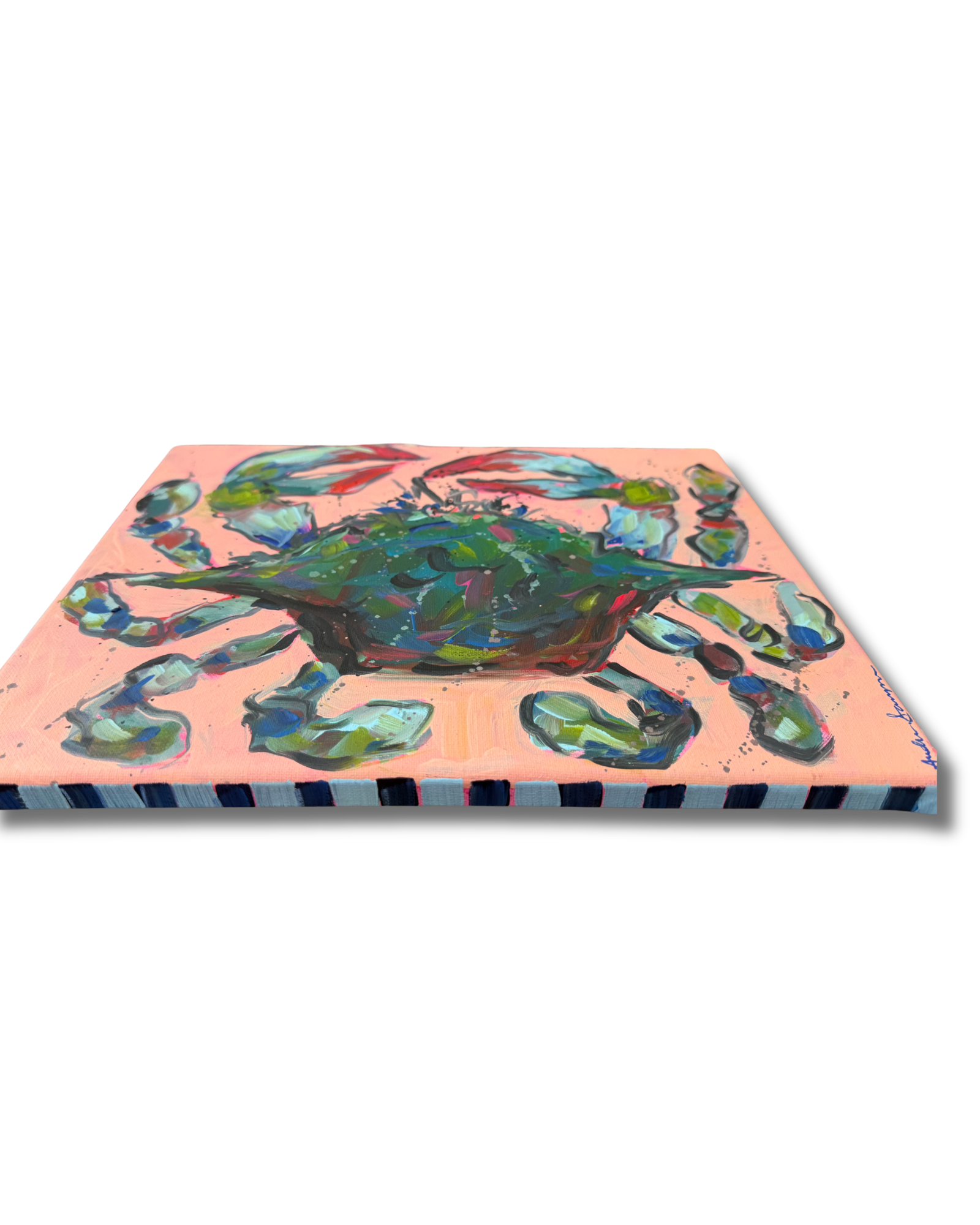 Blue Crab Original Painting | Whimsical Coastal Home Decor Art