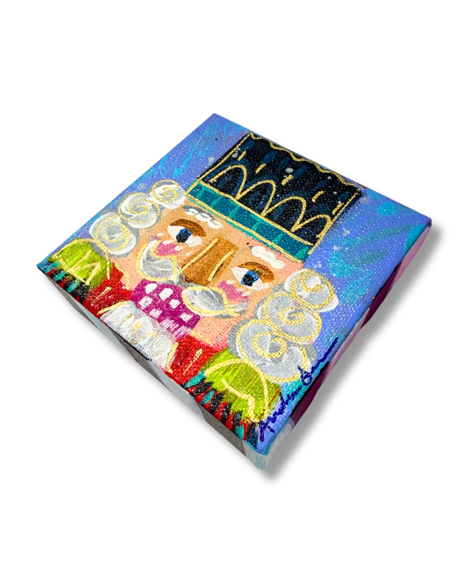 Nutcracker 4x4 Original Painting | Whimsical Christmas Art Decor