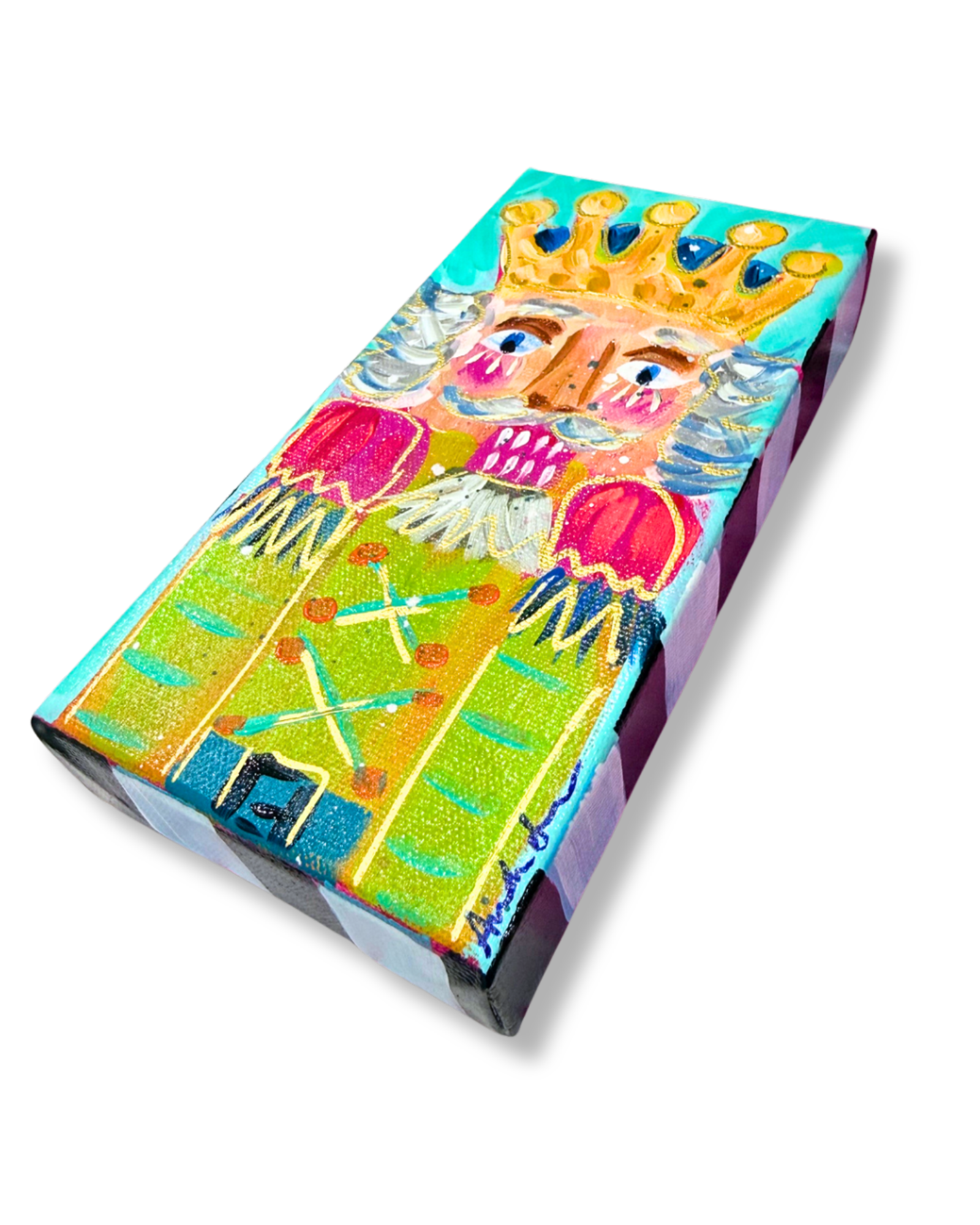 Nutcracker 4x8 Original Painting | Whimsical Christmas Art Decor