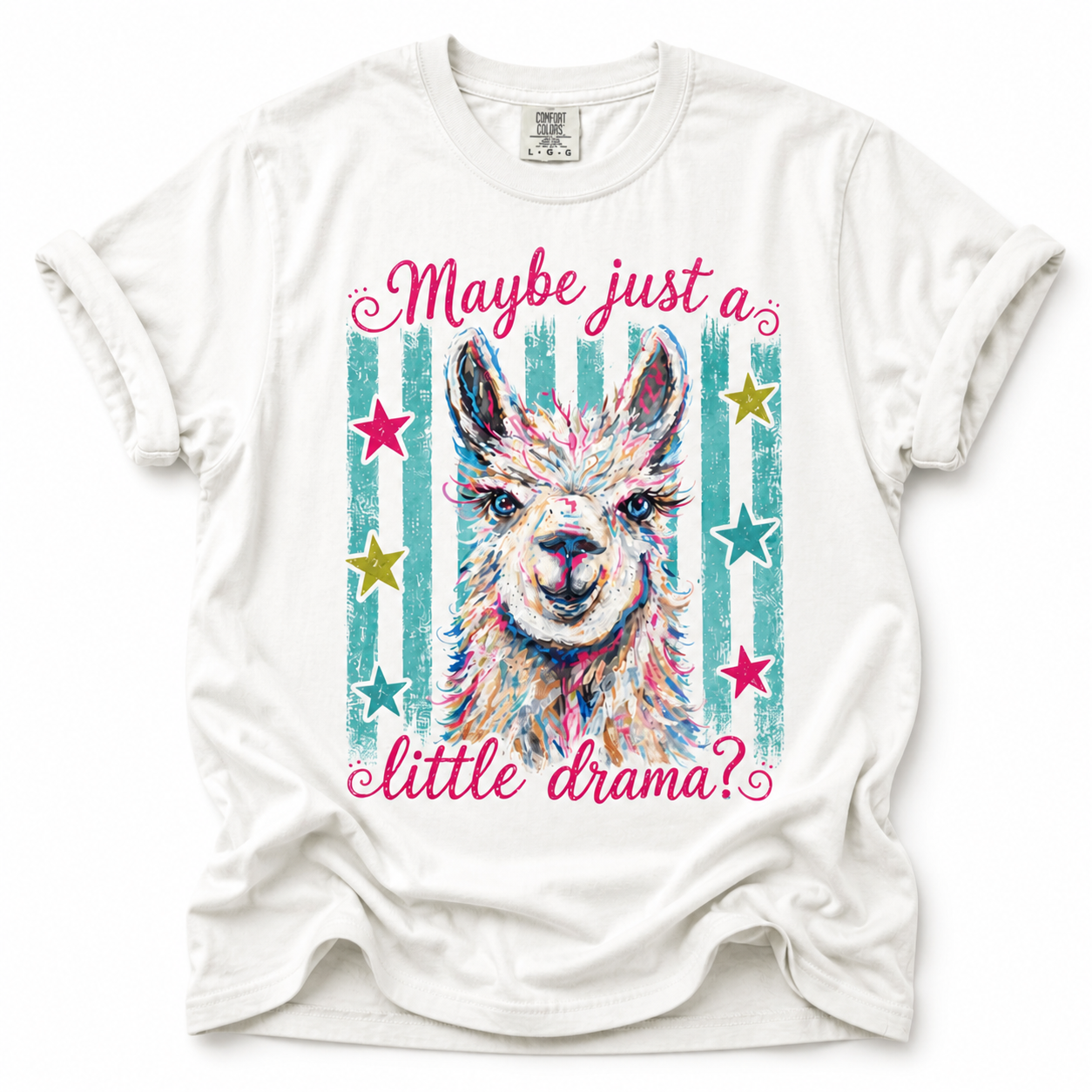 Maybe Just a Little Drama T-Shirt | Colorful Llama Graphic Tee
