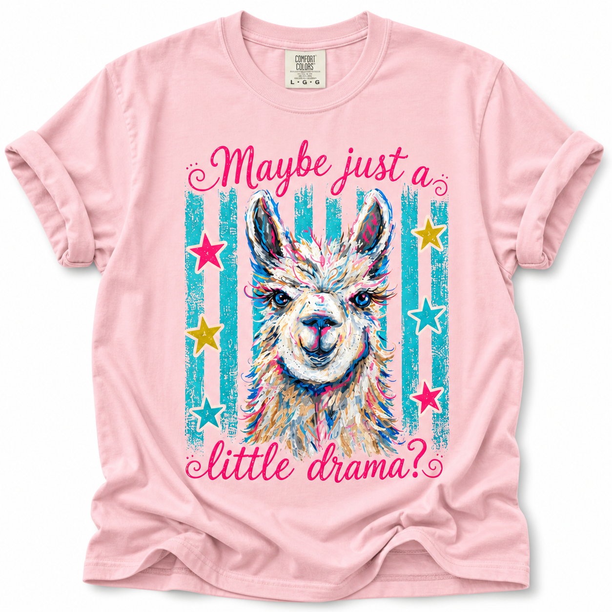 Maybe Just a Little Drama T-Shirt | Colorful Llama Graphic Tee