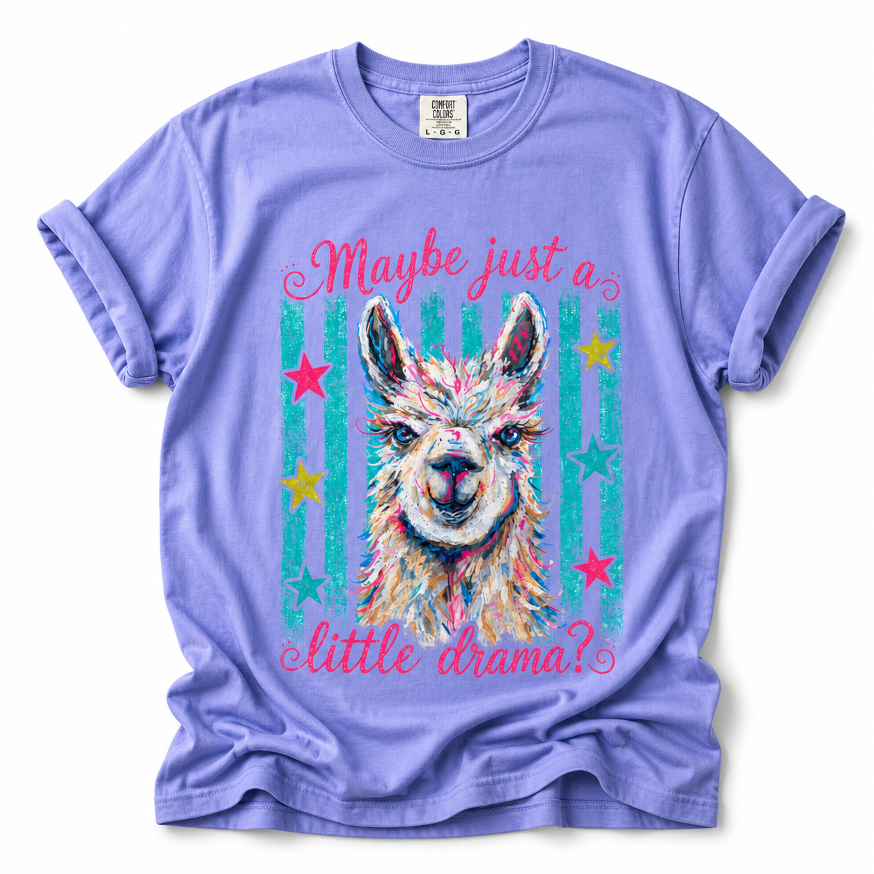 Maybe Just a Little Drama T-Shirt | Colorful Llama Graphic Tee
