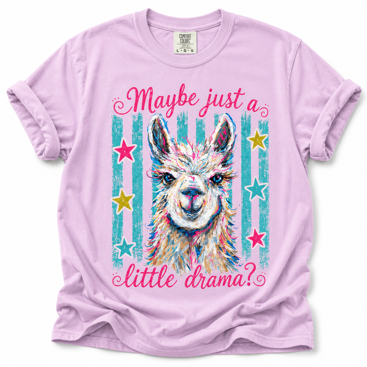 Maybe Just a Little Drama T-Shirt | Colorful Llama Graphic Tee