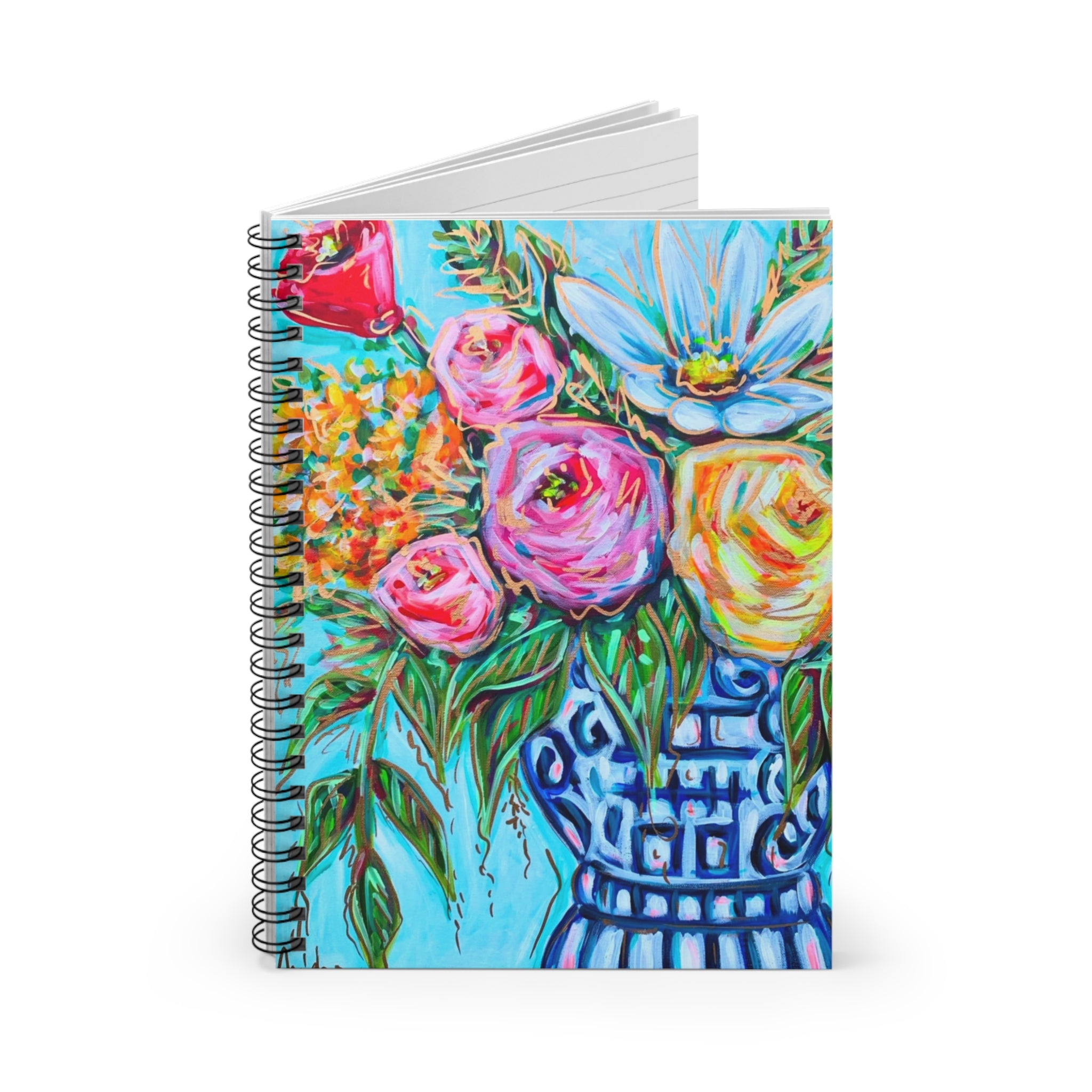 Floral Ginger Jar Spiral Notebook - Ruled Line