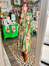 Load image into Gallery viewer, Green Floral Printed Midi Dress