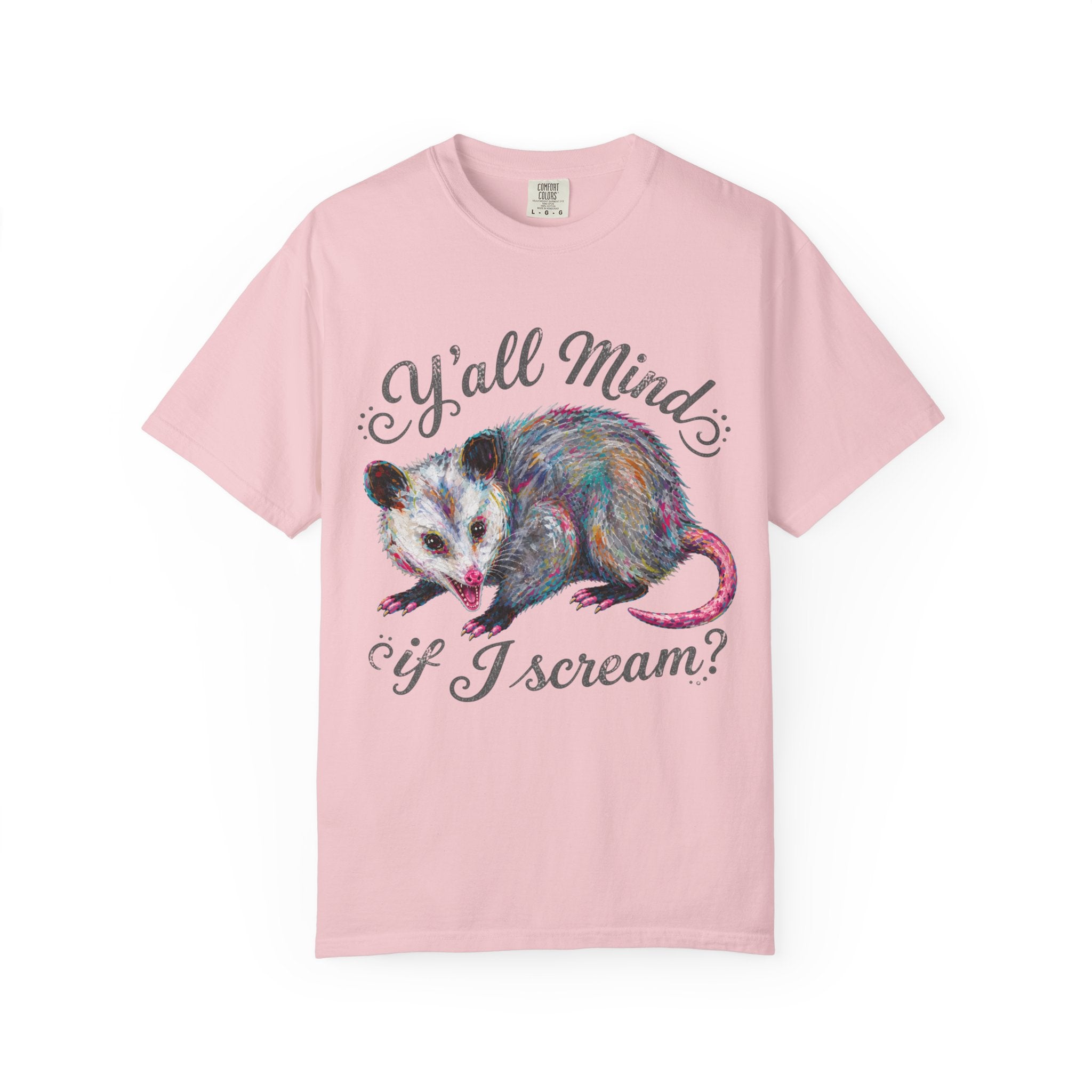 Y'all Mind If I Scream Club T-Shirt | Colorful Funny Possum Graphic Tee