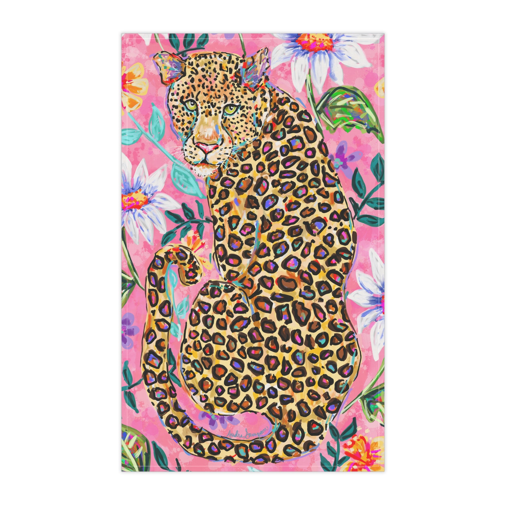 Leopard Floral Tea Towel