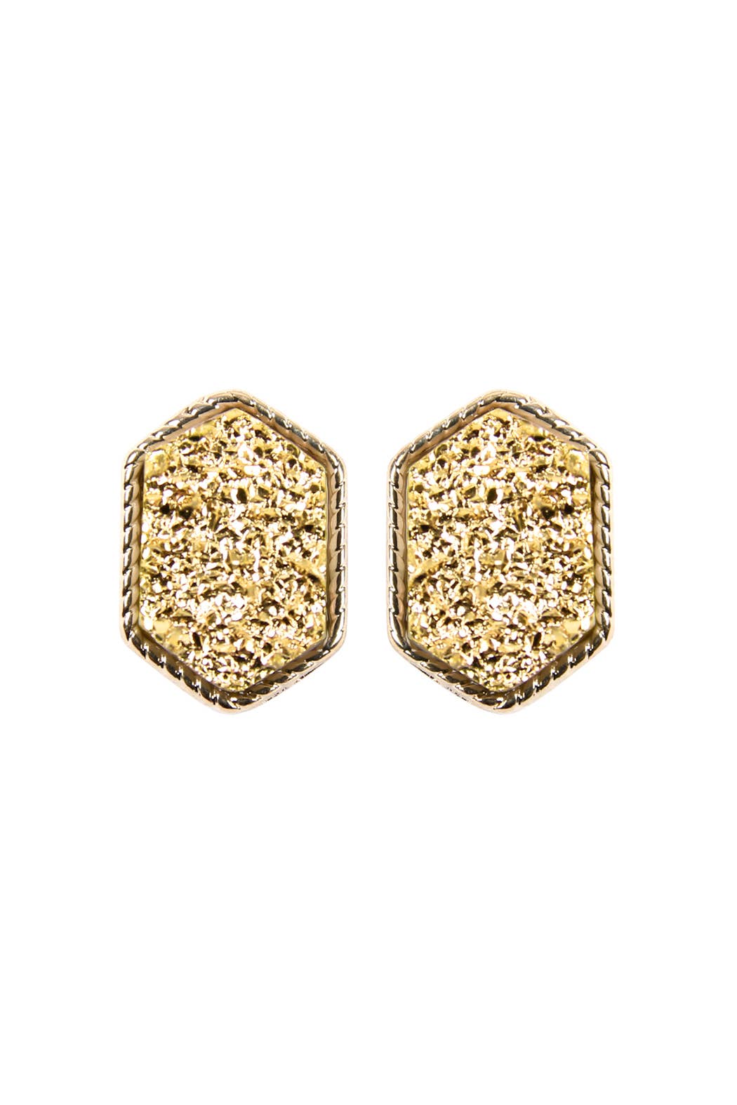 VE2334 - DRUZY HEXAGON POST EARRINGS: IRIDISCENT