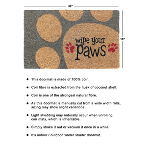 Doormat - Red Tufted Wipe Your Paws Doormat, 18" x 30" - Rug
