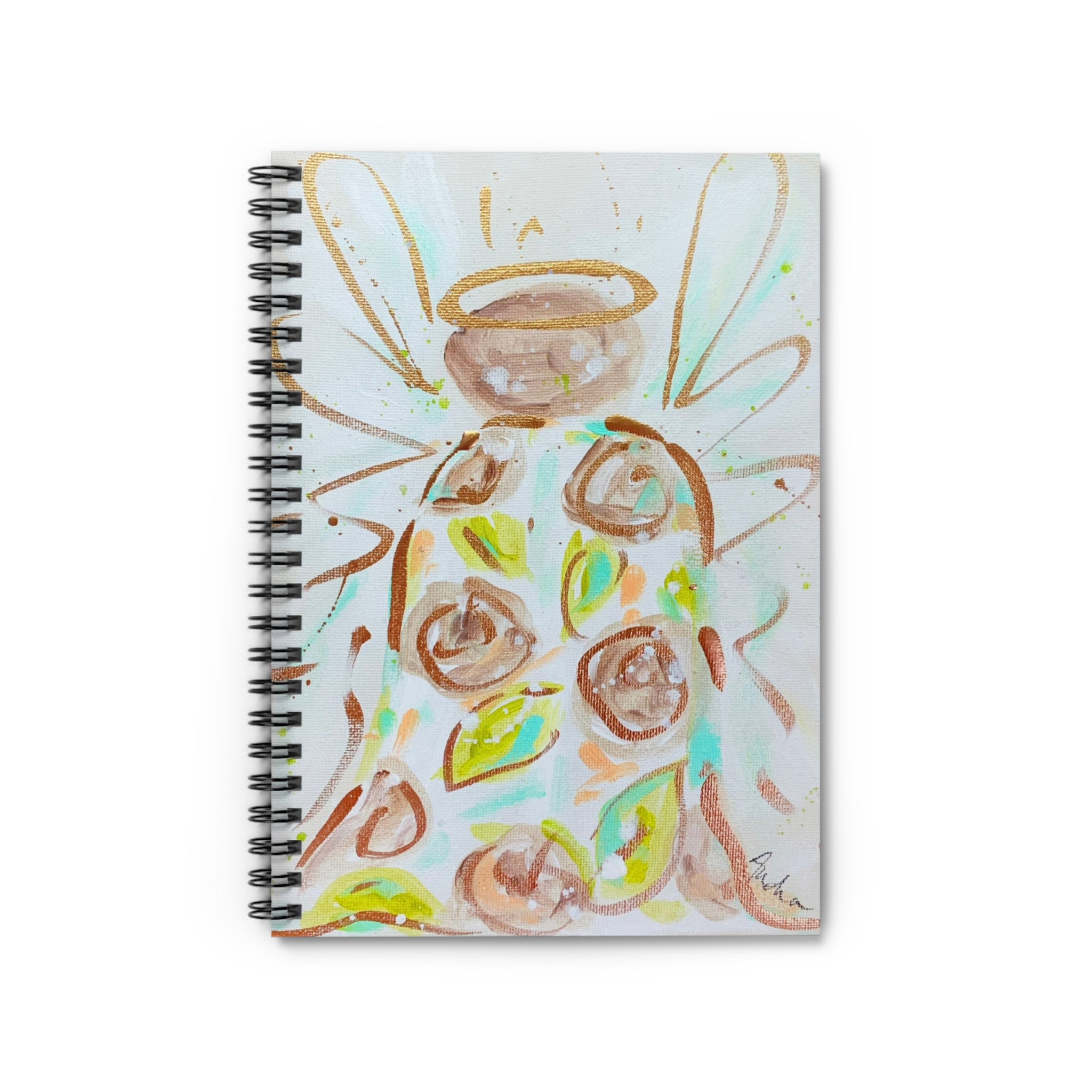 White Rose Angel Spiral Notebook - Ruled Line