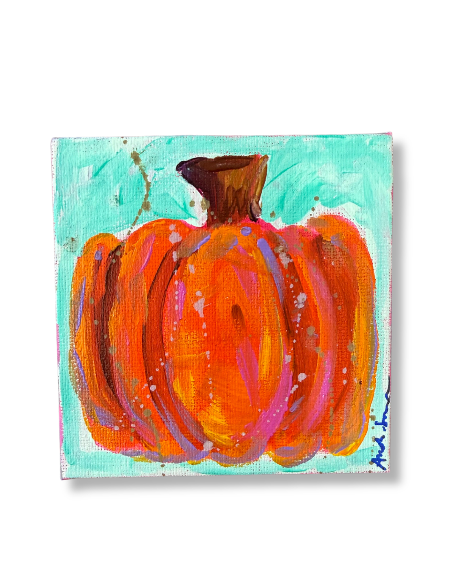 Pumpkin Original Painting | Whimsical Fall Halloween Home Decor Art