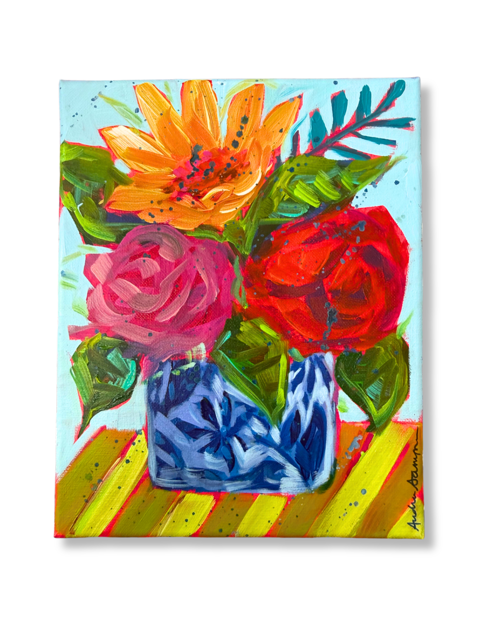 Floral Bouquet Original 8x10 Painting | Whimsical Home Decor Art