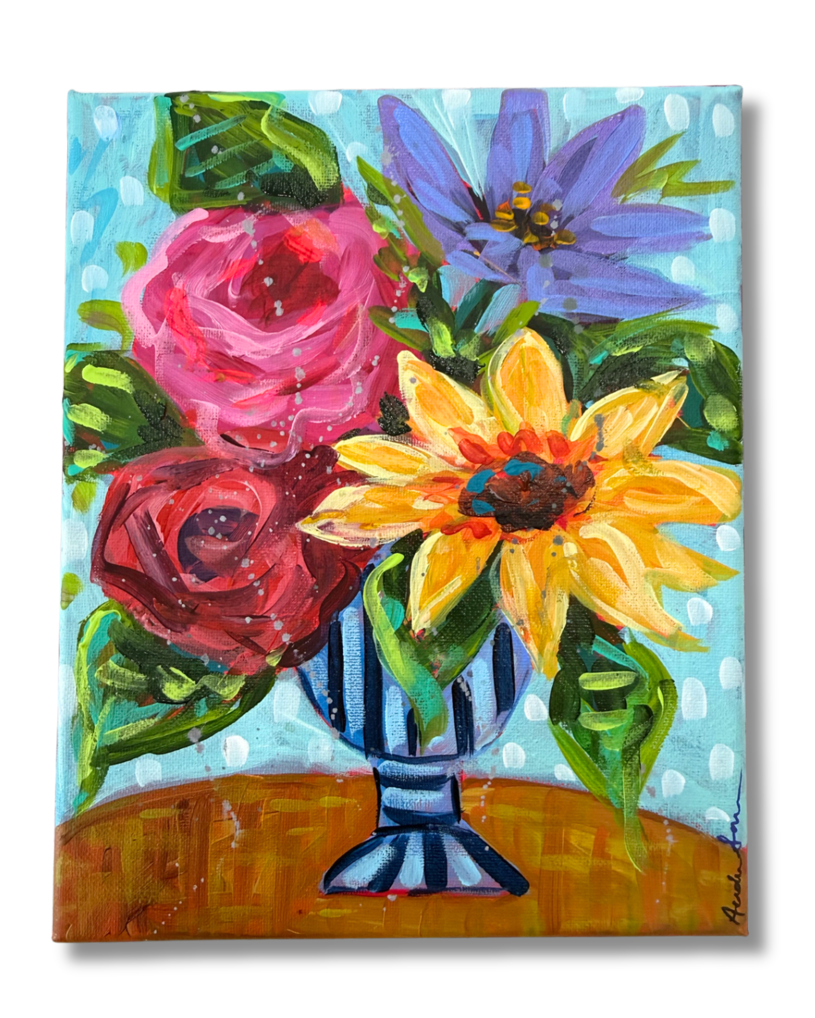 Floral Bouquet Original 8x10 Painting | Whimsical Home Decor Art