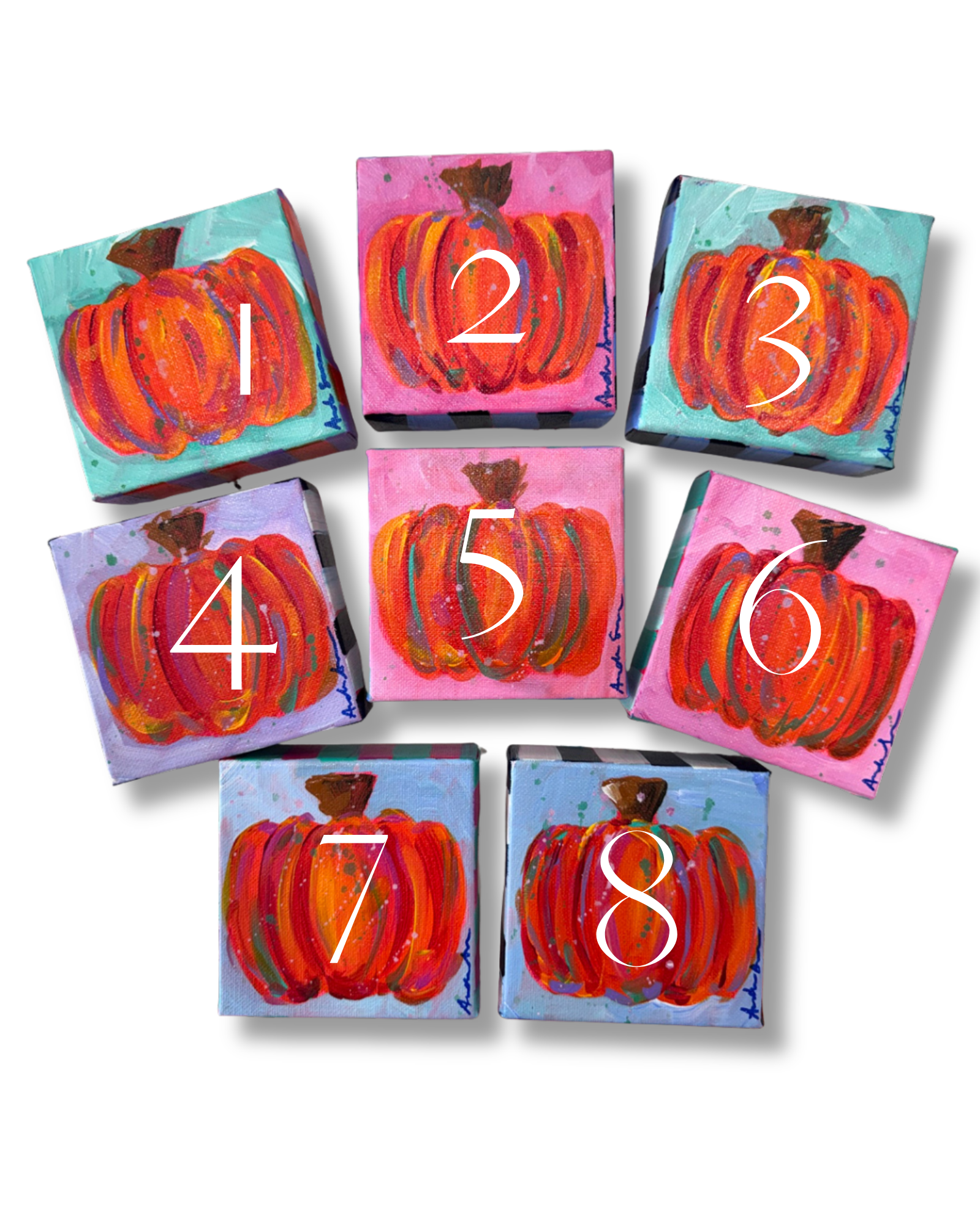 Pumpkin Original 4x4 Painting | Whimsical Fall Halloween Home Decor Art