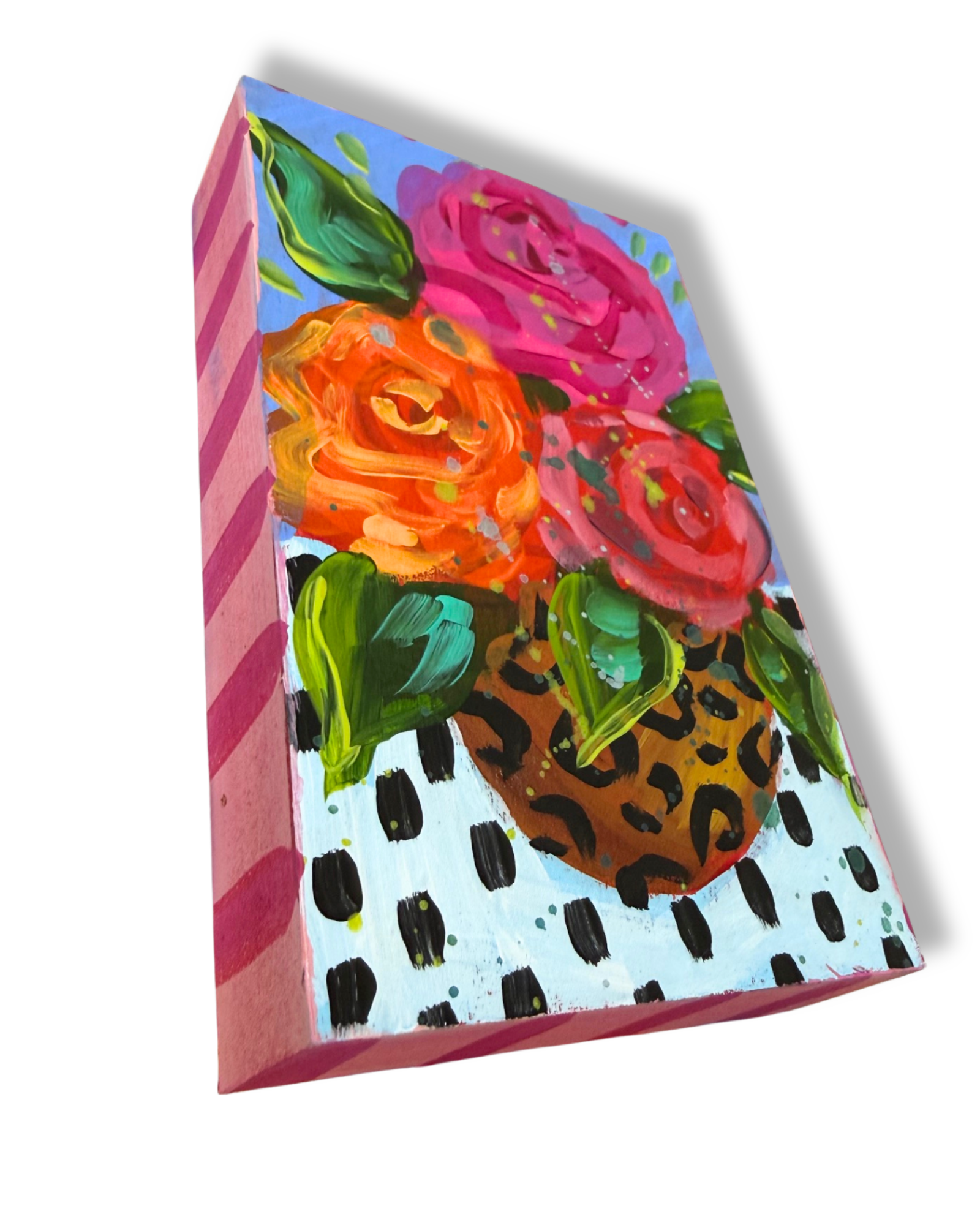 Floral Bouquet Original Painting Block | Whimsical Home Decor Art