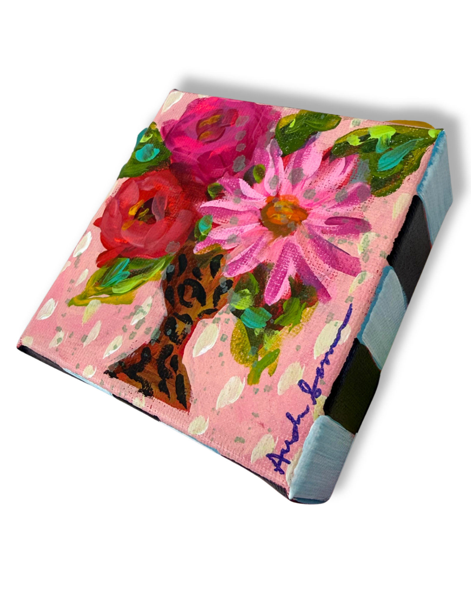 Floral Bouquet 4x4 Original Painting | Whimsical Home Decor Art