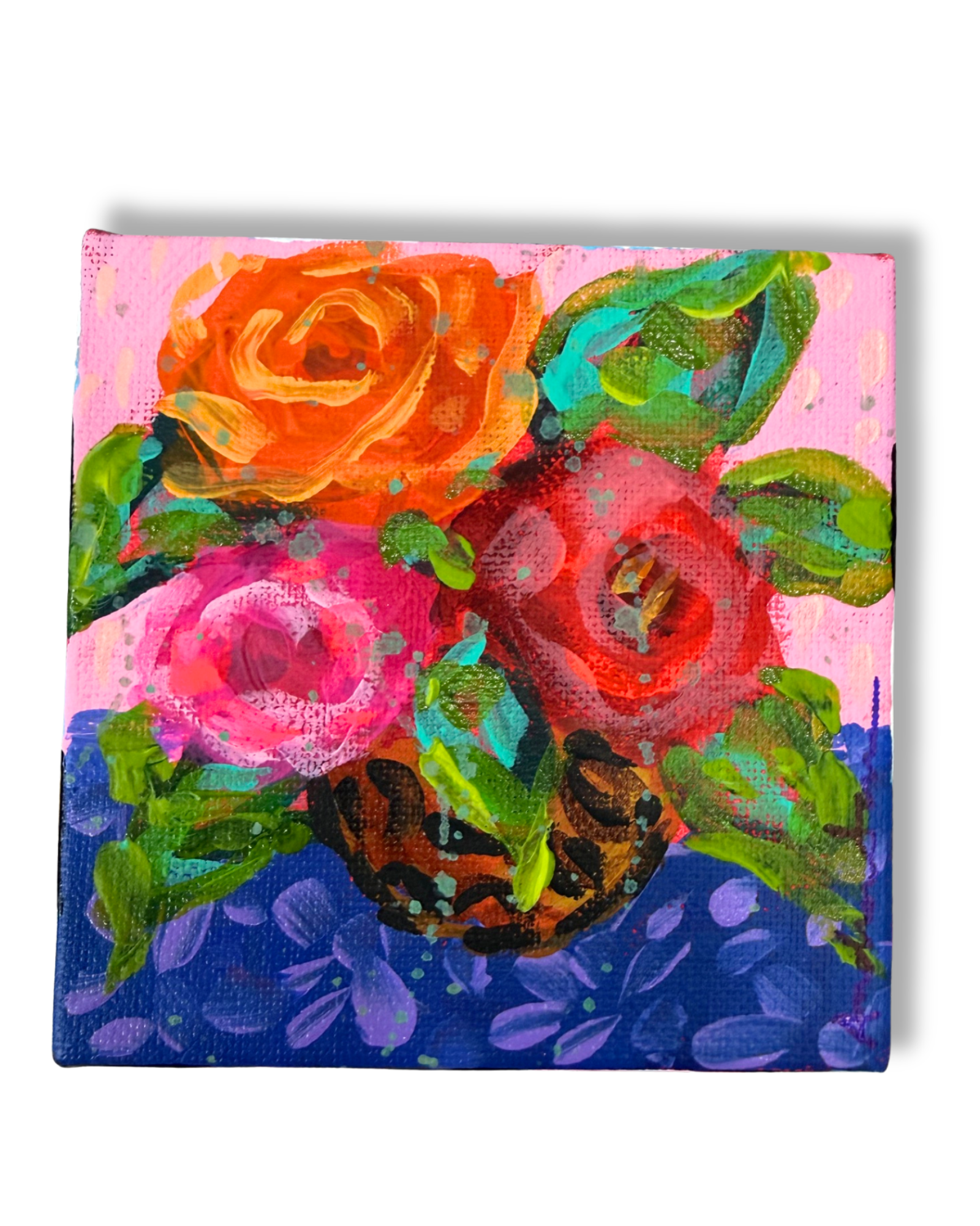 Floral Bouquet 4x4 Original Painting | Whimsical Home Decor Art