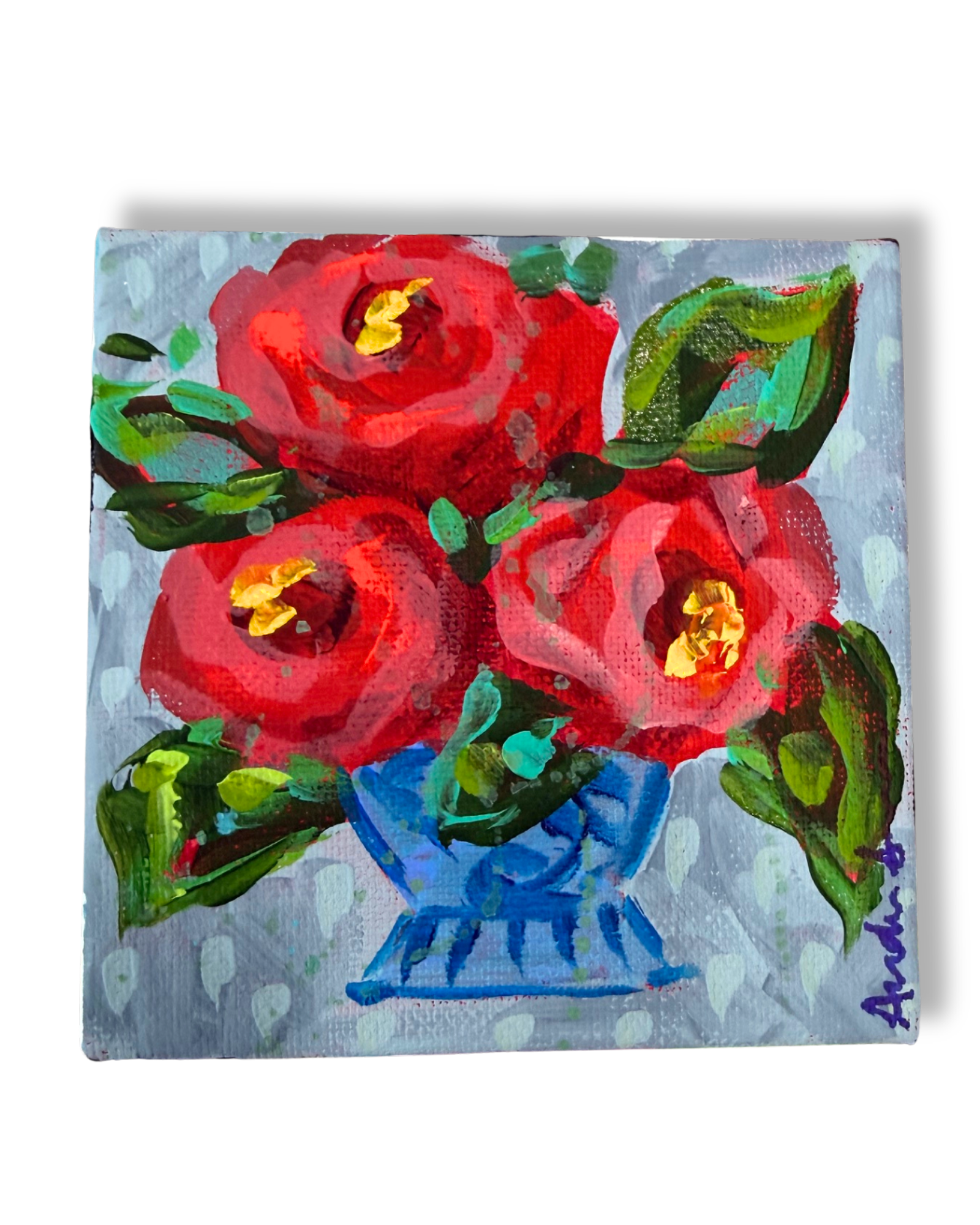 Floral Bouquet 4x4 Original Painting | Whimsical Home Decor Art