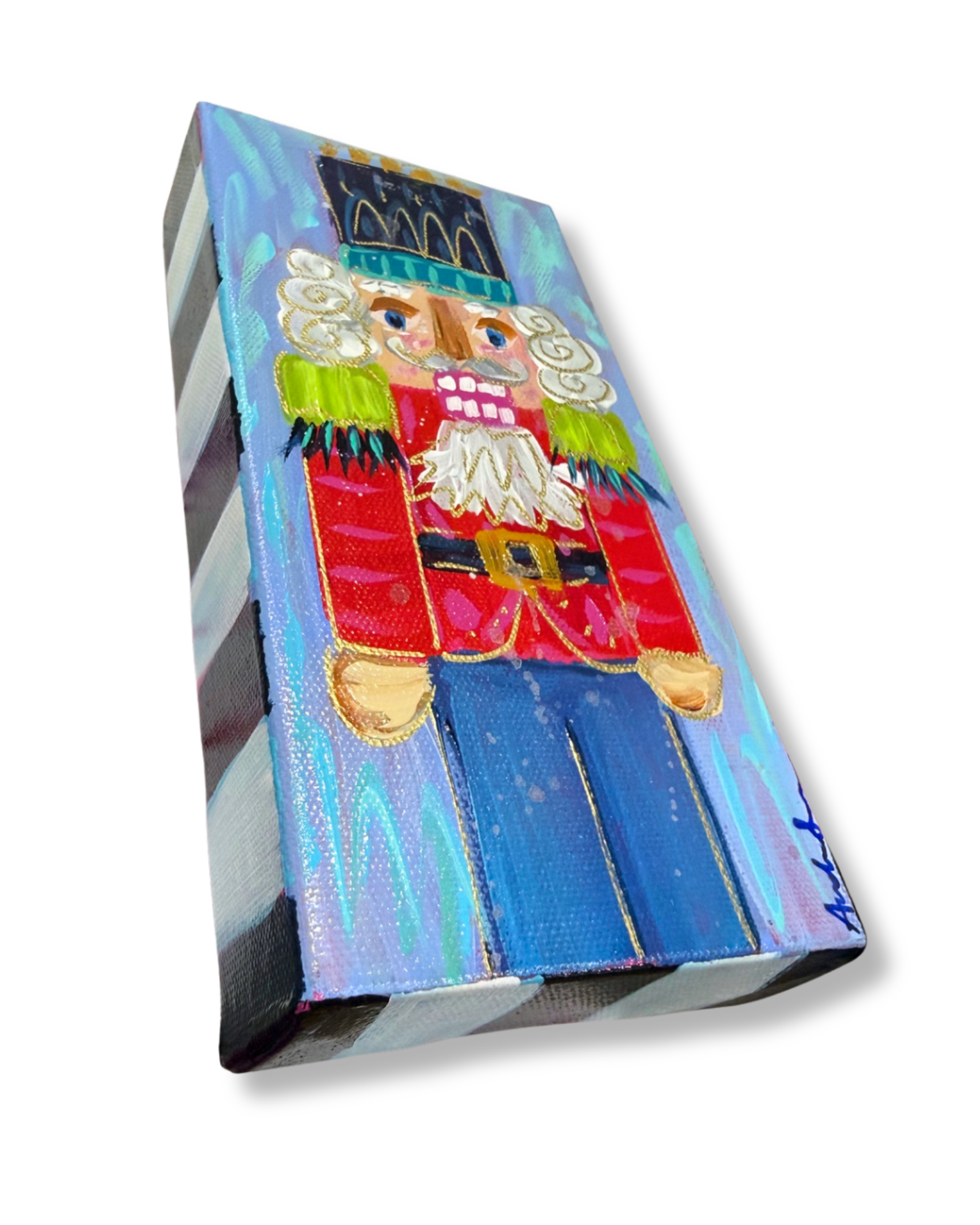 Nutcracker 4x8 Original Painting | Whimsical Christmas Art Decor