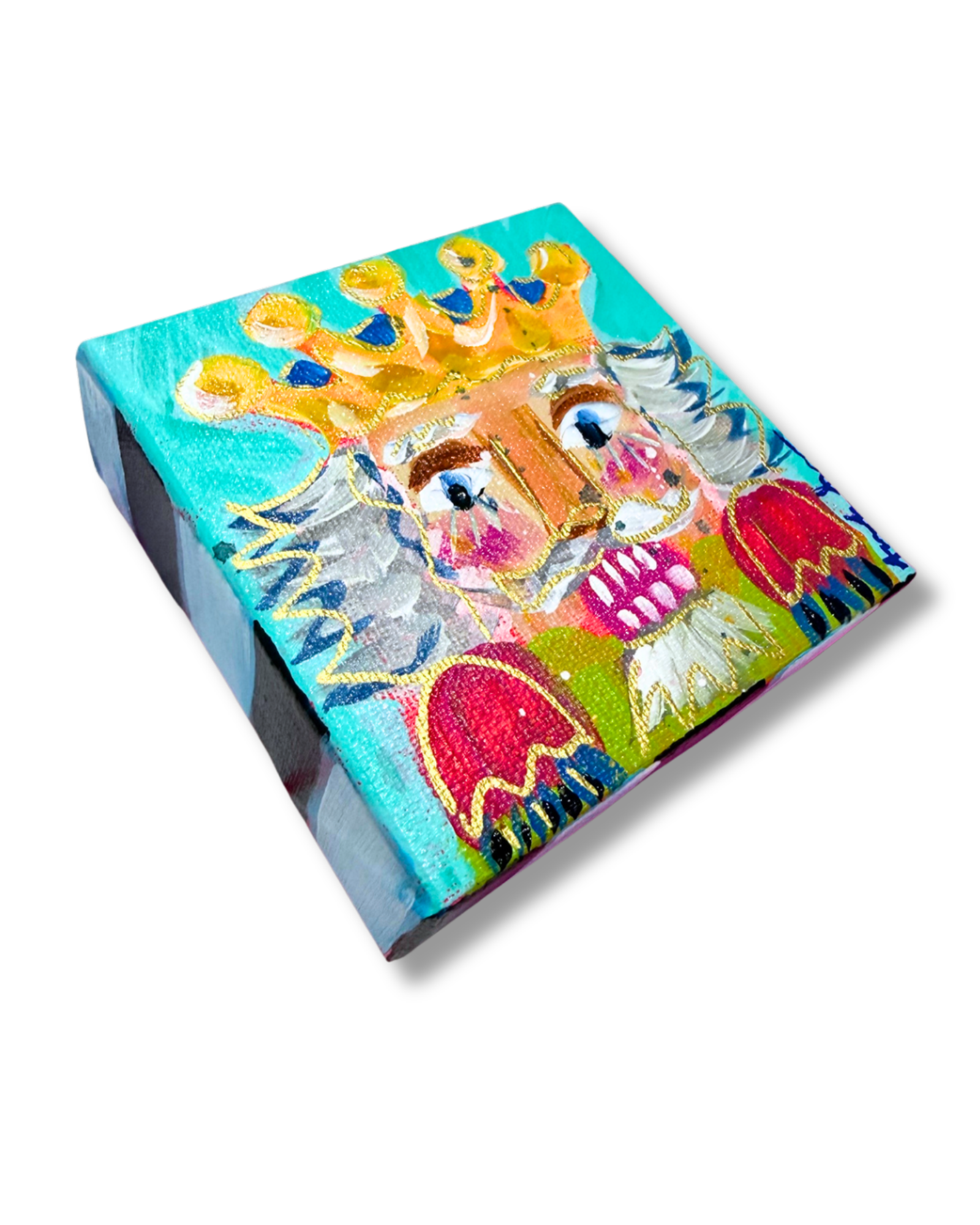 Nutcracker 4x4 Original Painting | Whimsical Christmas Art Decor
