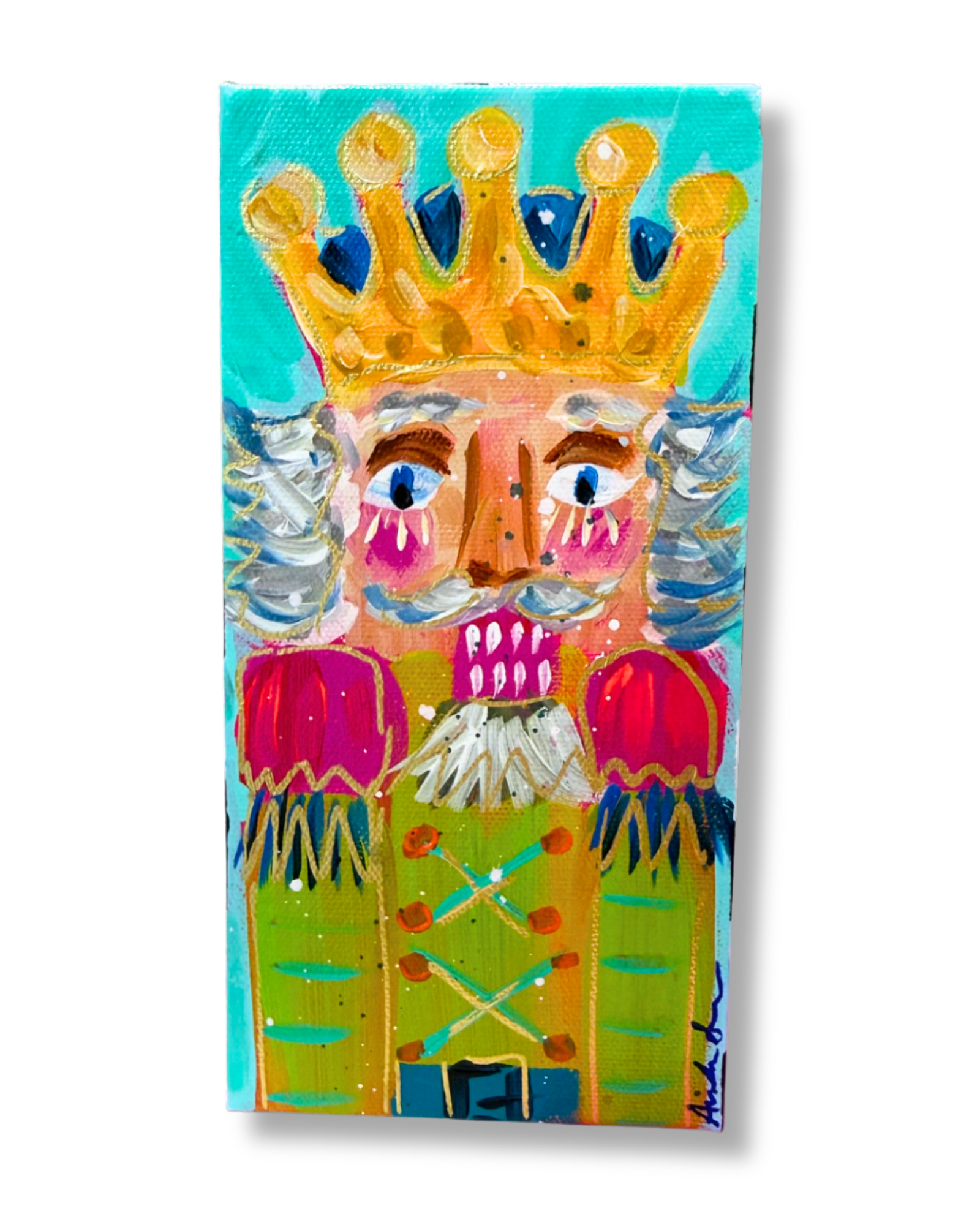 Nutcracker 4x8 Original Painting | Whimsical Christmas Art Decor