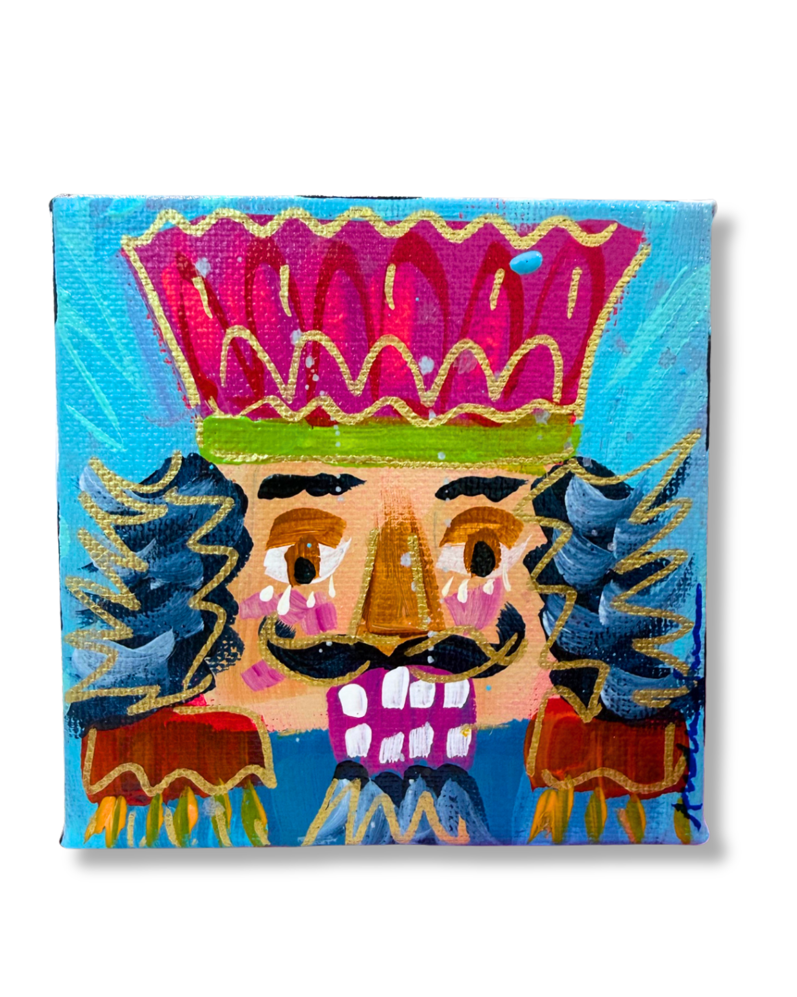 Nutcracker 4x4 Original Painting | Whimsical Christmas Art Decor