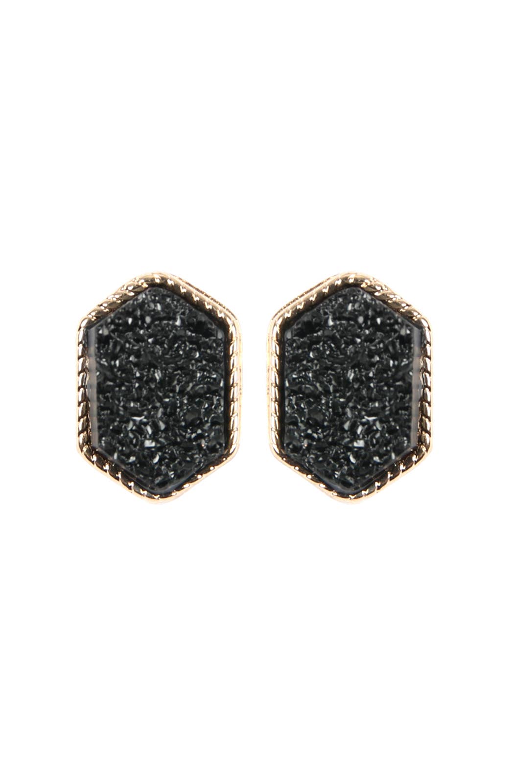 VE2334 - DRUZY HEXAGON POST EARRINGS: IRIDISCENT