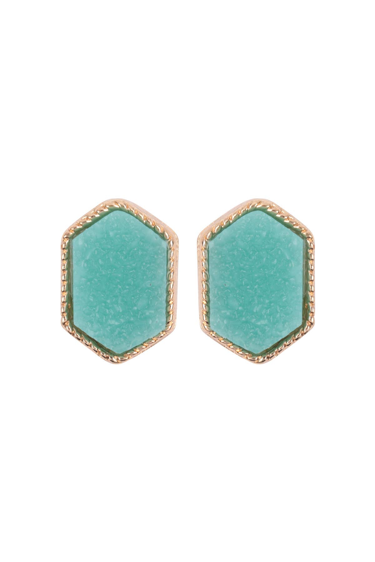 VE2334 - DRUZY HEXAGON POST EARRINGS: IRIDISCENT