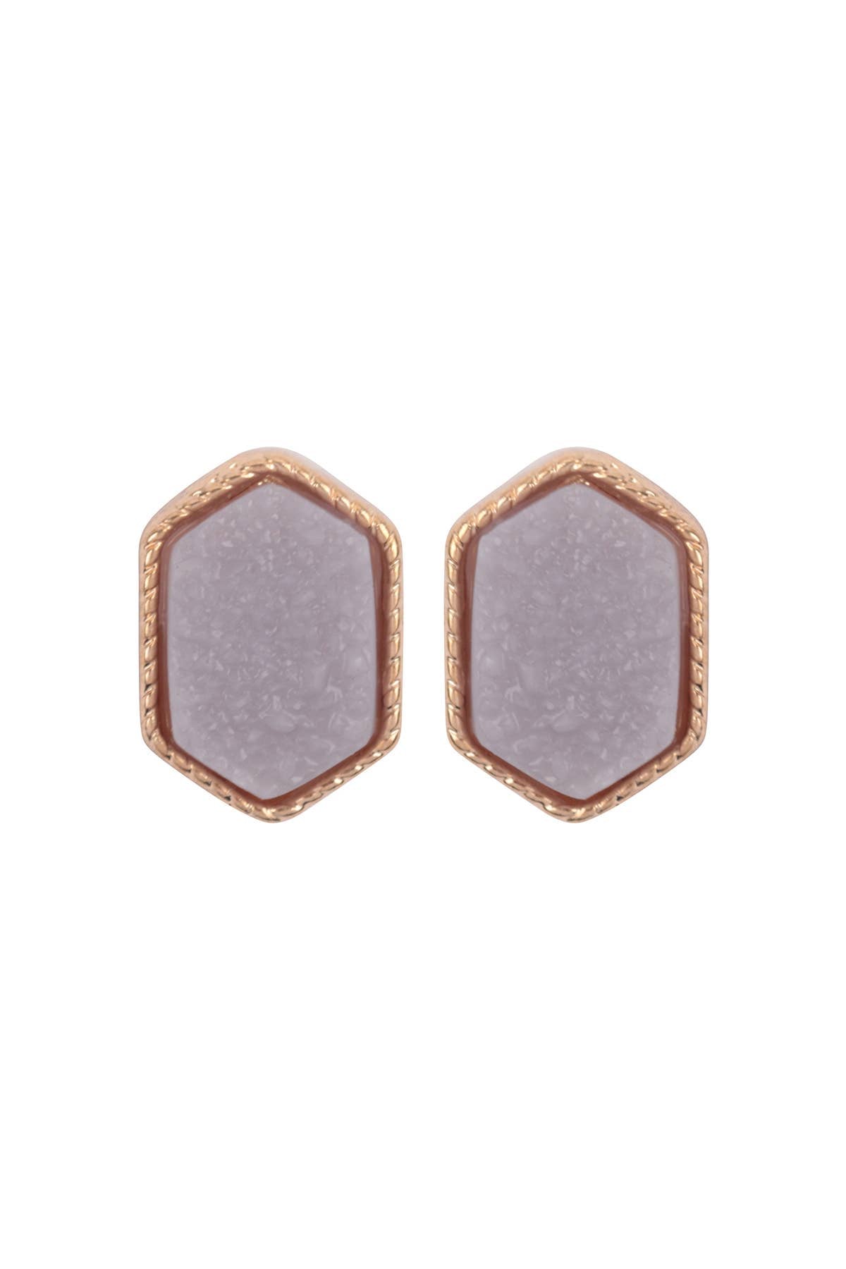 VE2334 - DRUZY HEXAGON POST EARRINGS: MONTANA BLUE