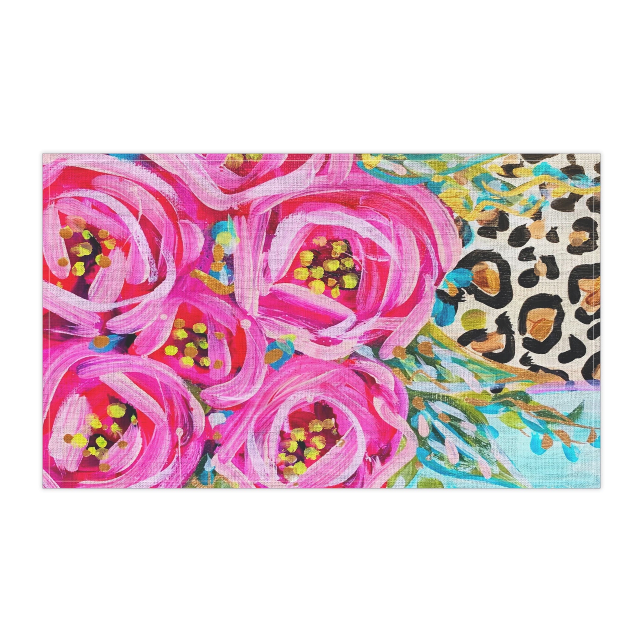 Roses Leopard Vase Tea Towel