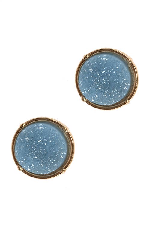 FE1921 - DRUZY ROUND POST EARRINGS: TEAL