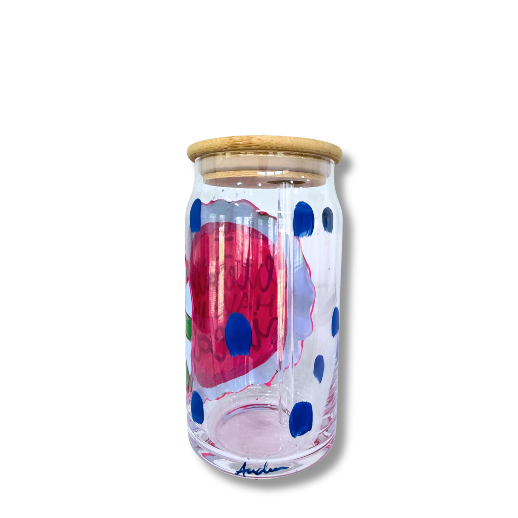 I Literally Have No Idea Hand Painted Can Glass with Straw