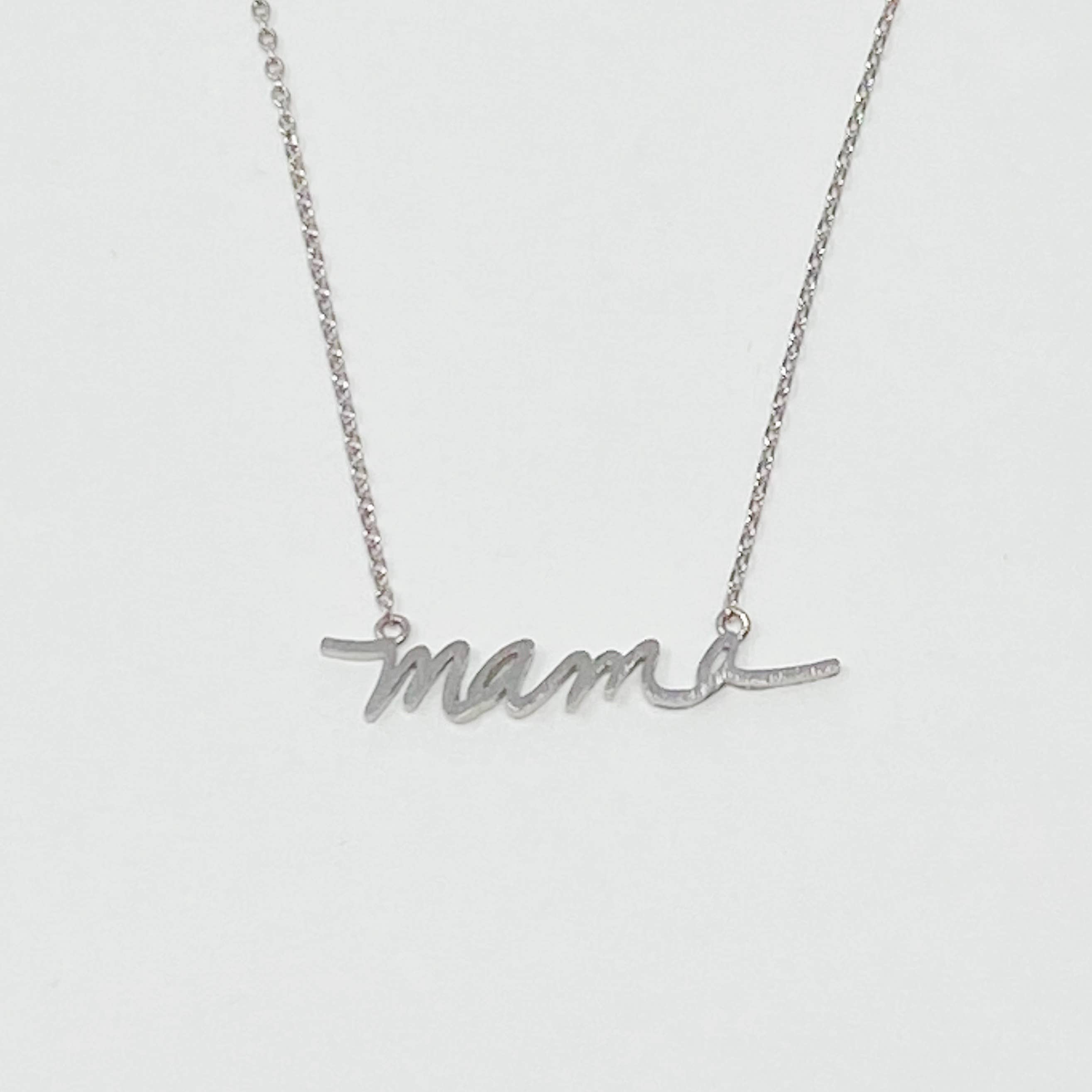 Mama Script Necklace: Brushed Gold