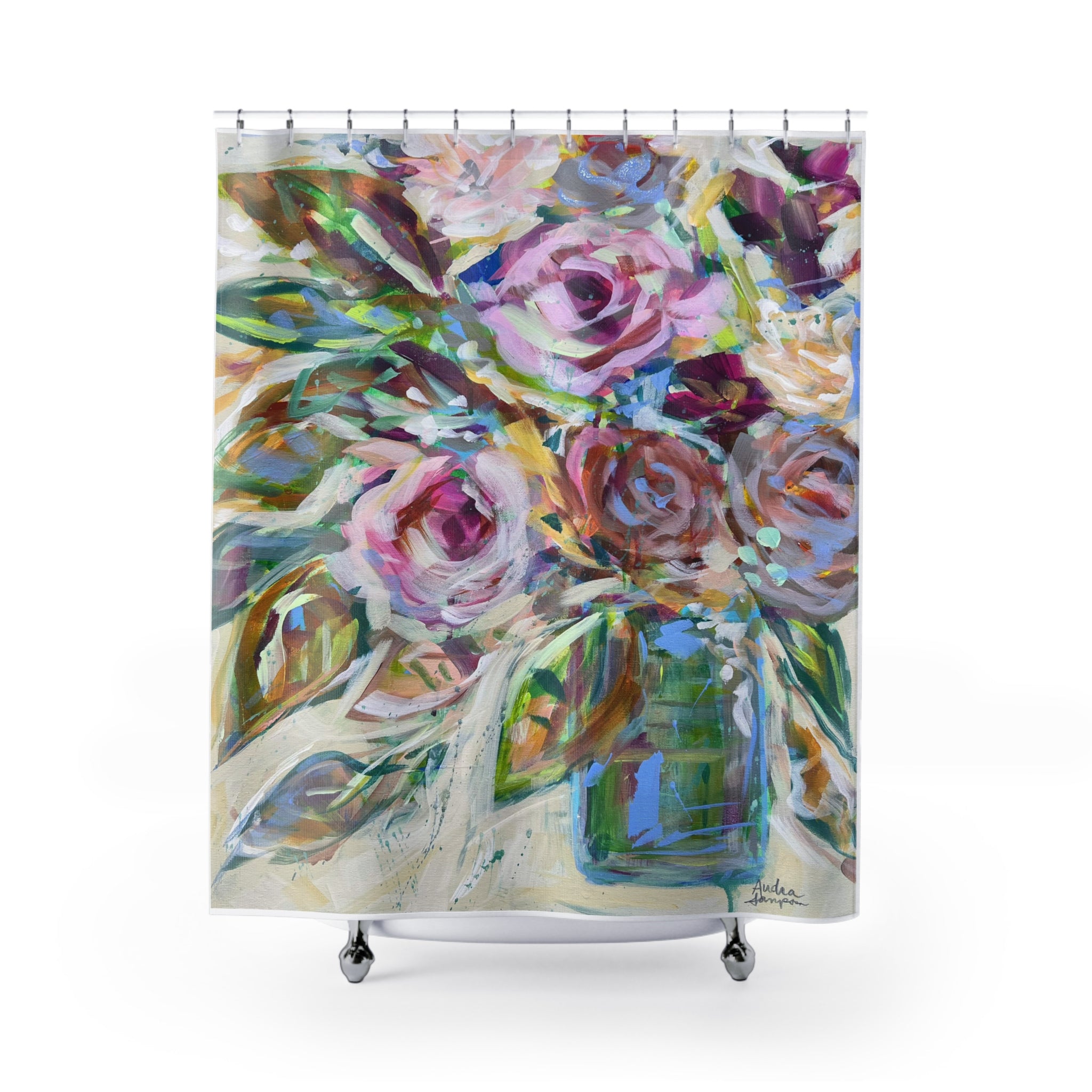 Muted Lavender Floral Shower Curtains