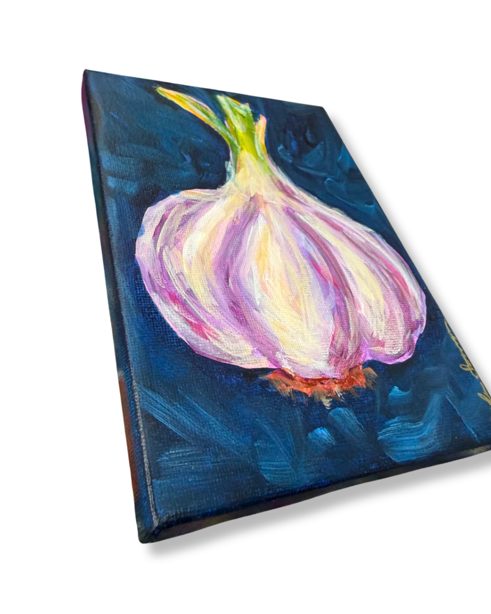 Garlic Bulb Original 5x7 Painting | Whimsical Home Decor Art