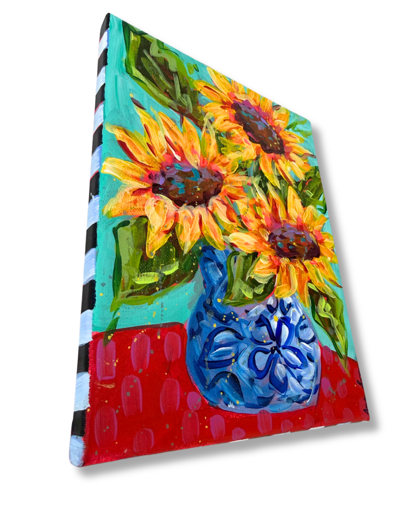 Sunflower Floral Bouquet Original 8x10 Painting | Whimsical Fall Home Decor Art